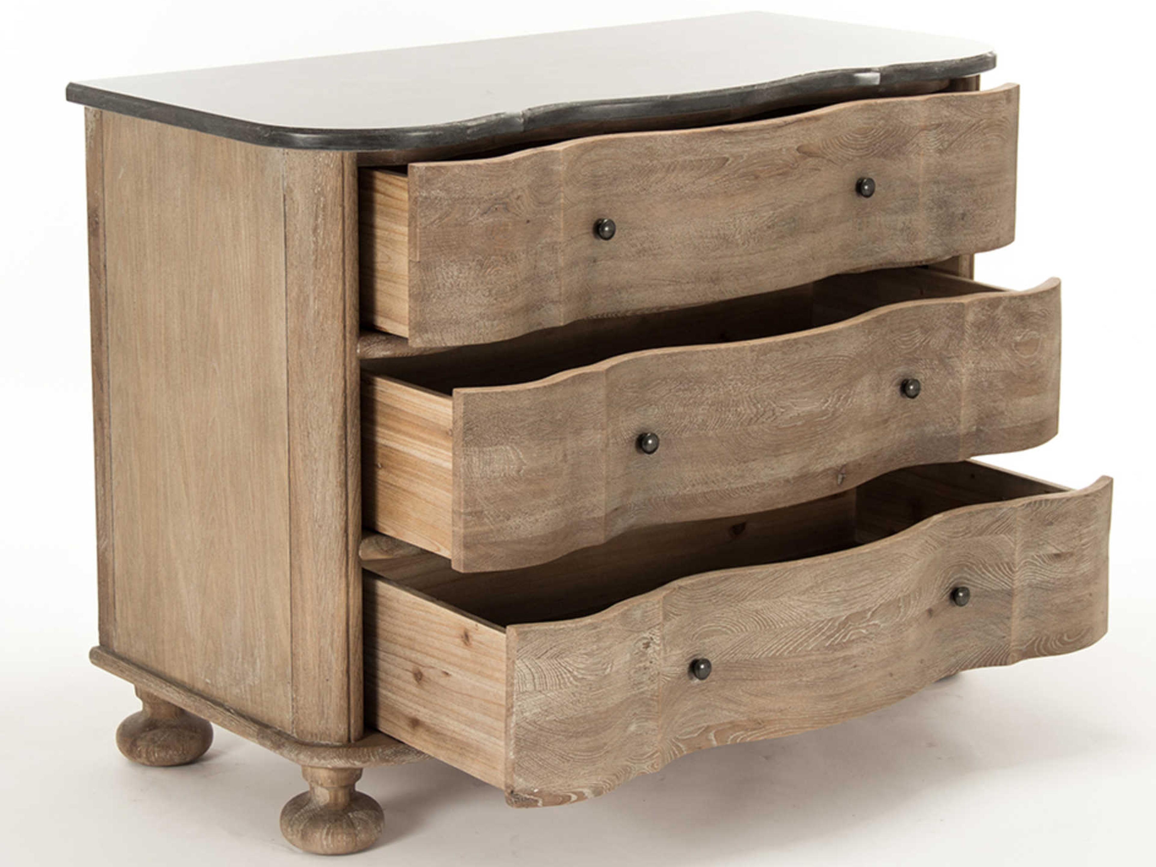 Zentique 3-Drawers Gray Oak Wood Dresser