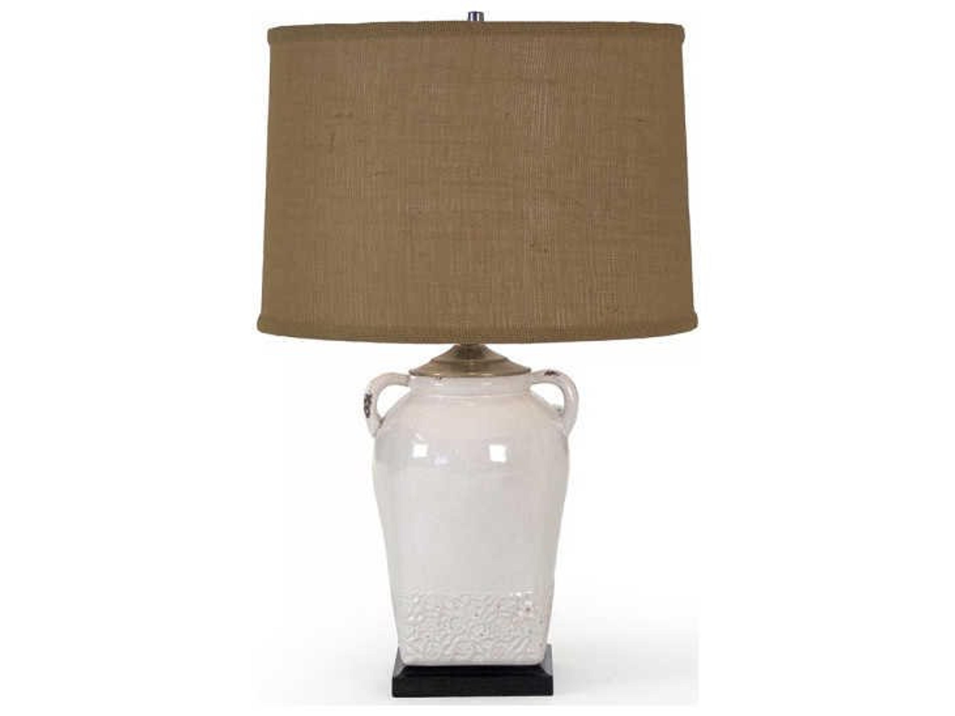 Zentique Sampson Distressed Crackle White Table Lamp