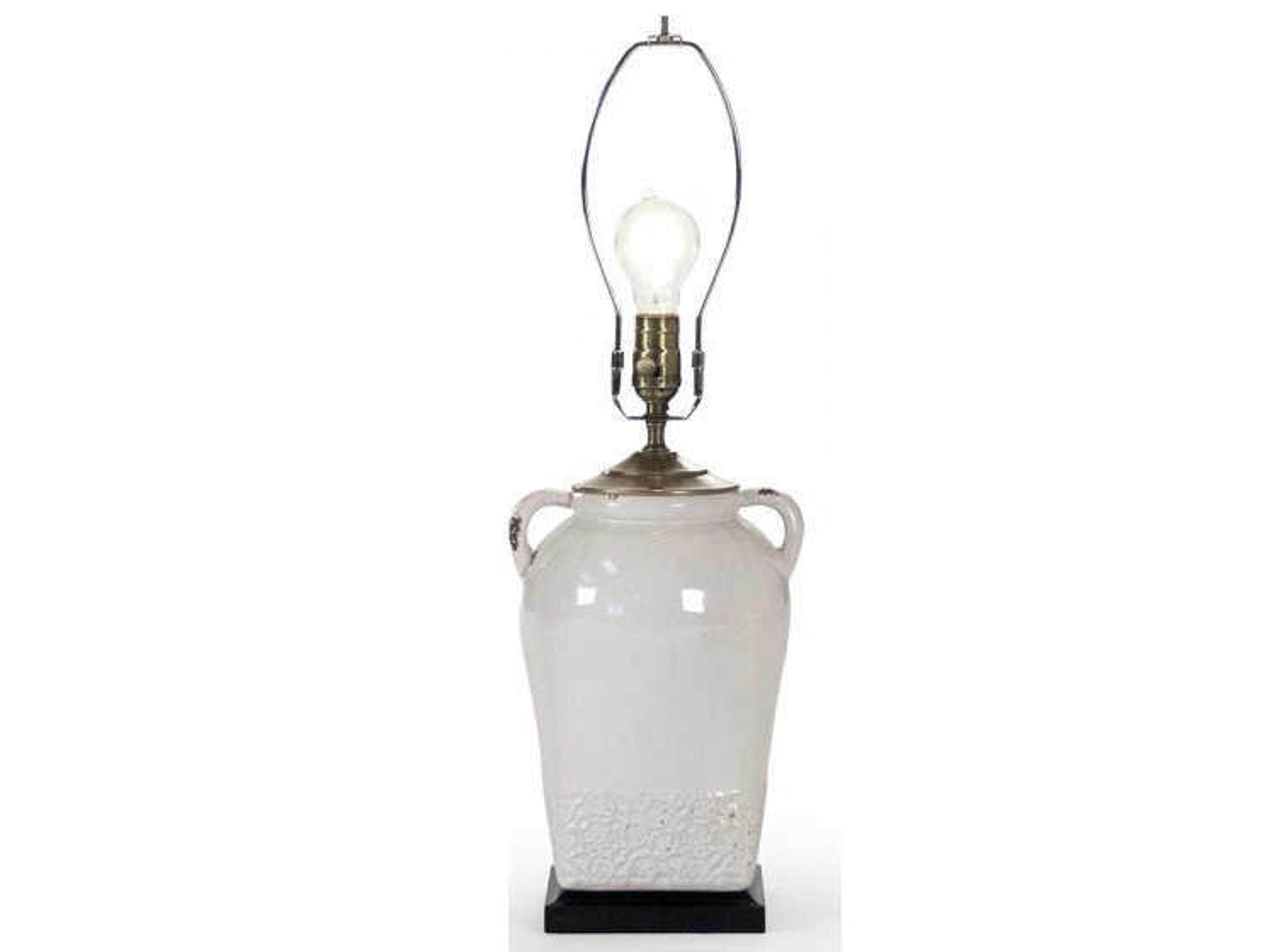 Zentique Sampson Distressed Crackle White Table Lamp