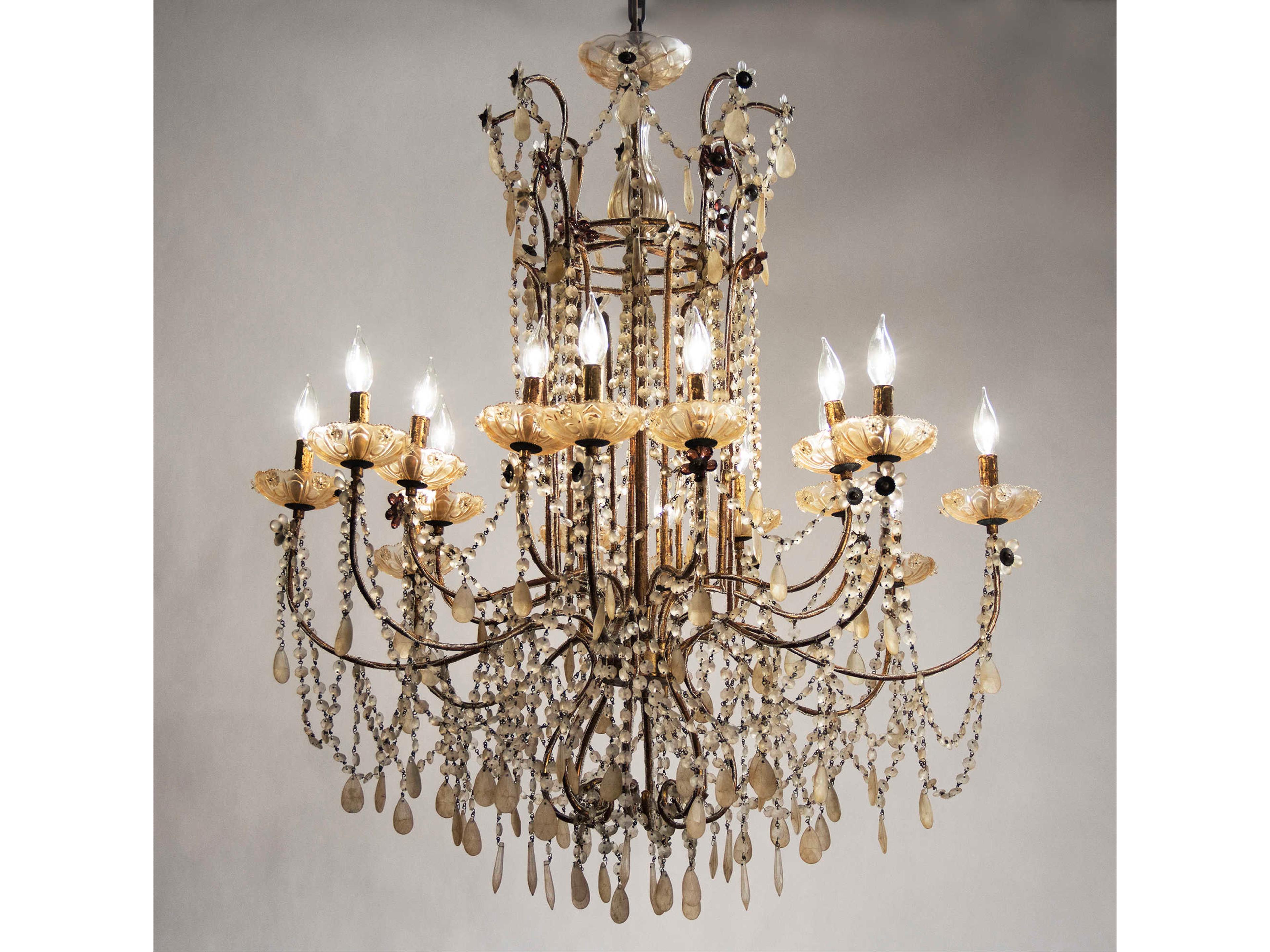 Zentique 16-Light Gold Crystal Candelabra Chandelier