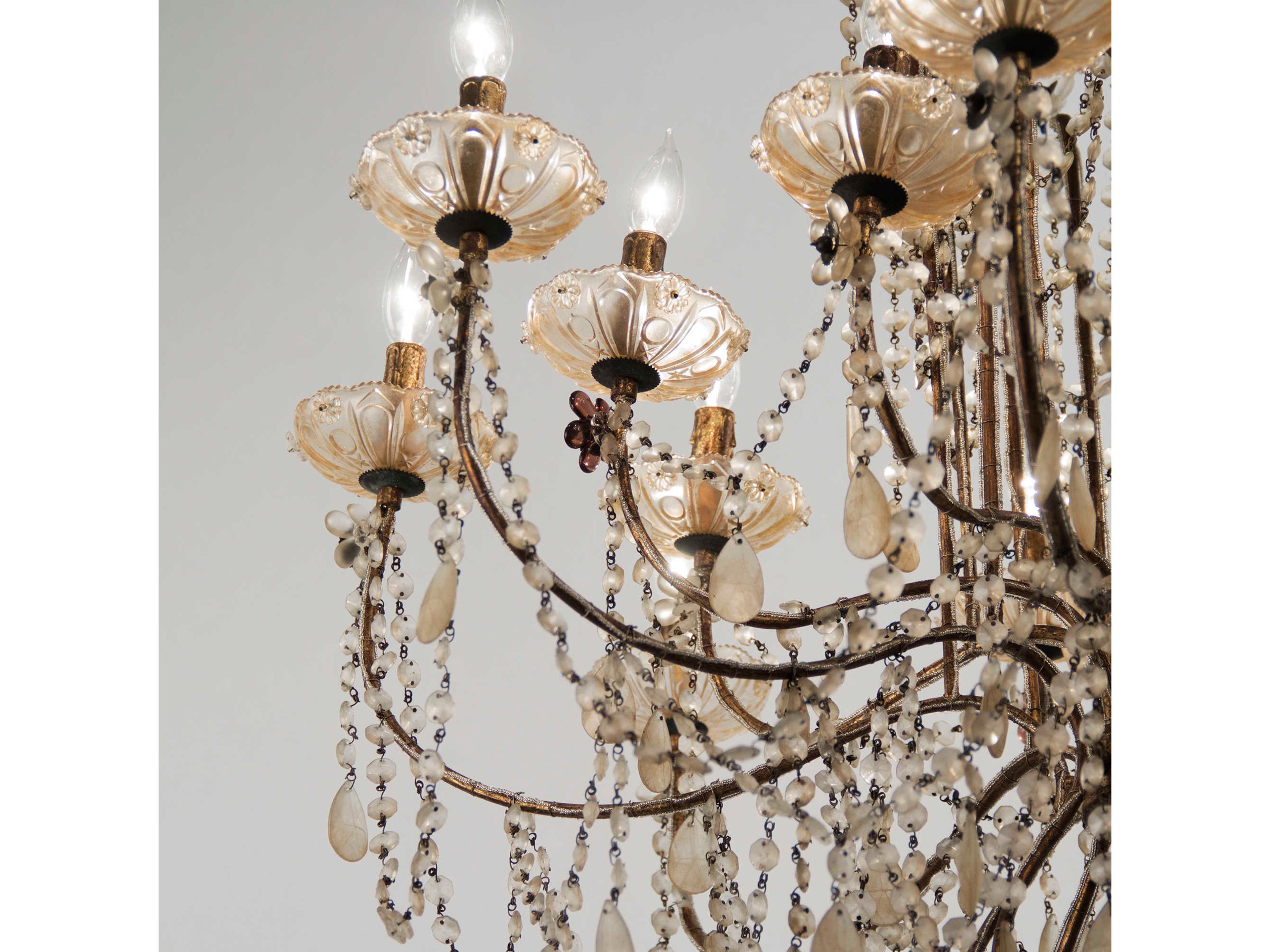 Zentique 16-Light Gold Crystal Candelabra Chandelier