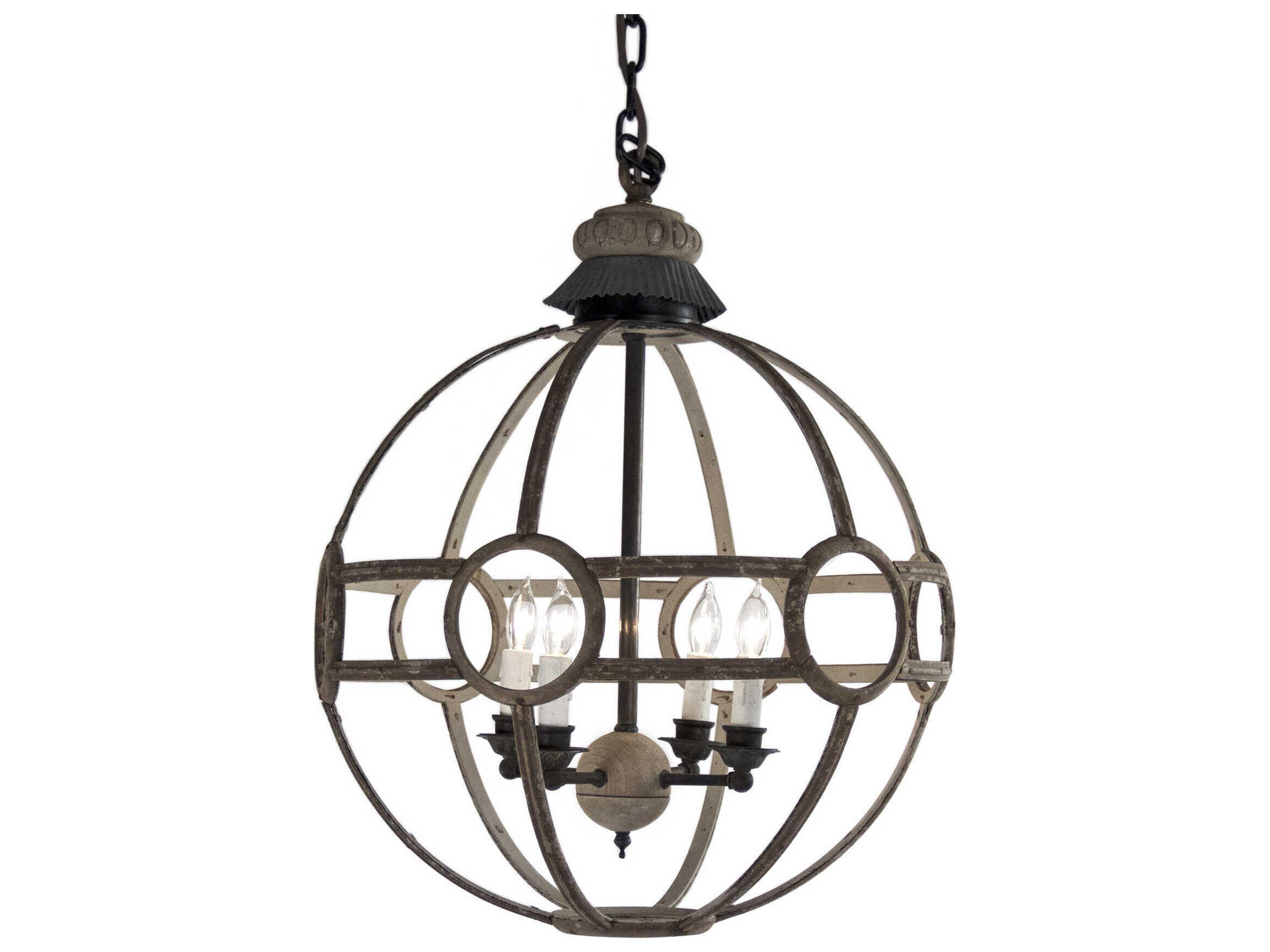 Luca 4-Light Weathered Elm Black Traditional Pendant