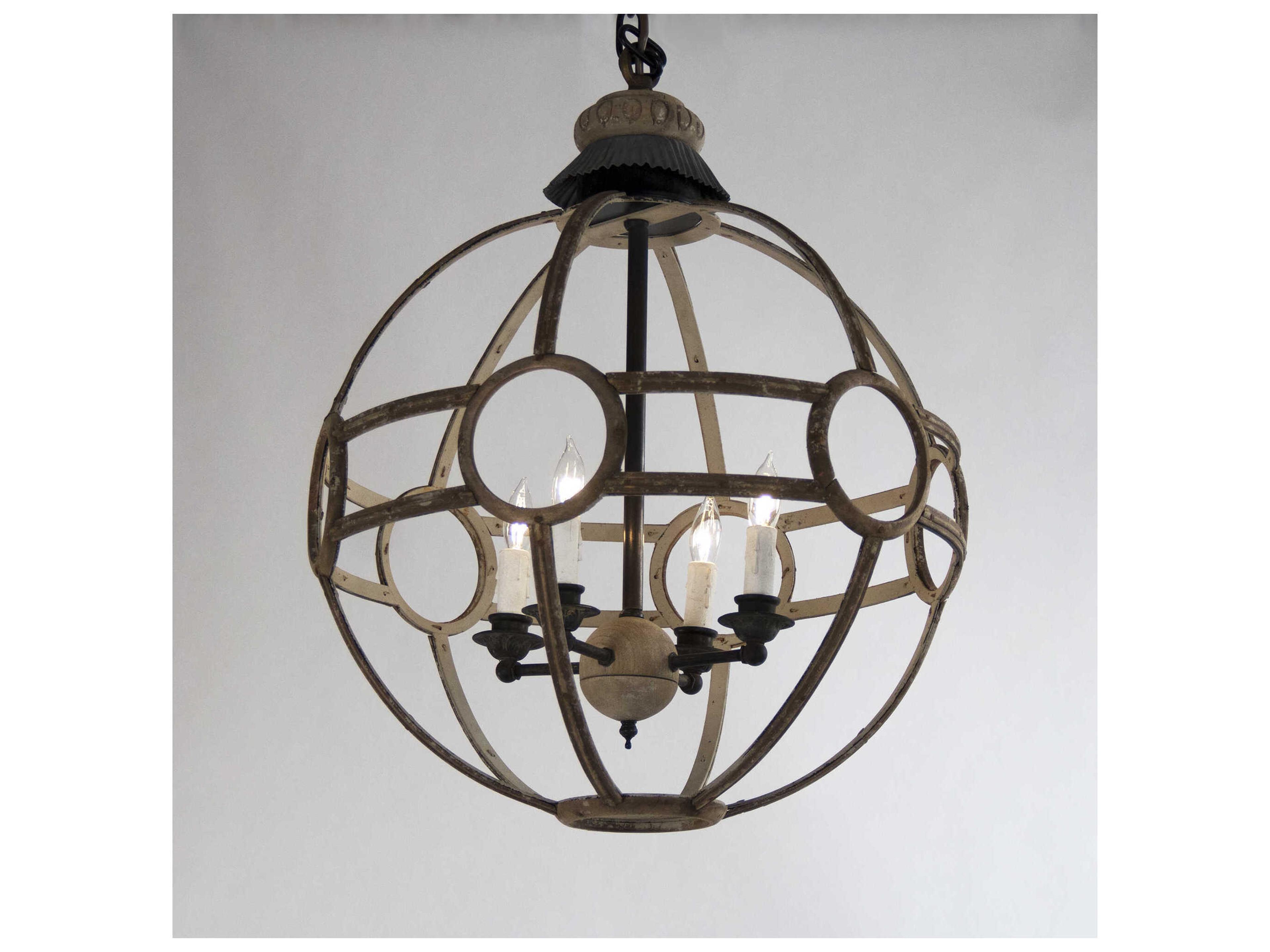 Zentique Luca 4-Light Weathered Elm Black Traditional Pendant