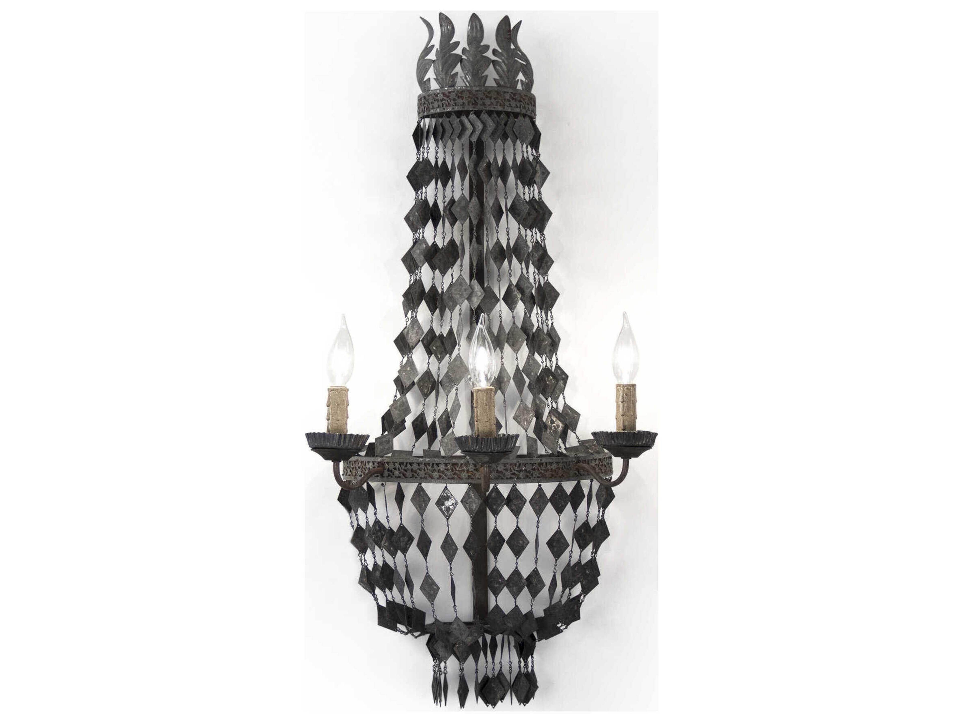 Nicia 3-Light Rustic Dark Grey Wall Sconce