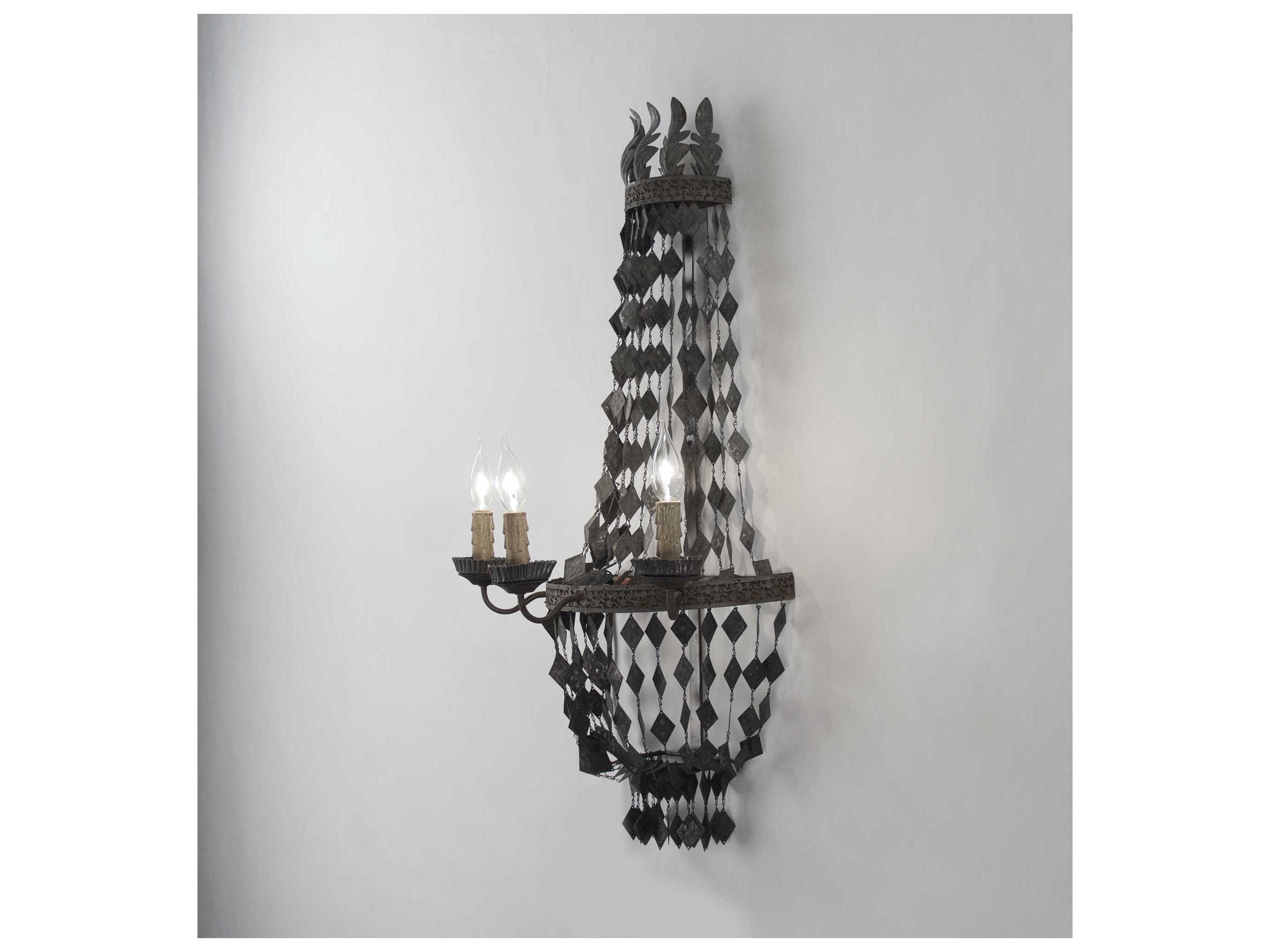 Zentique Nicia 3-Light Rustic Dark Grey Wall Sconce