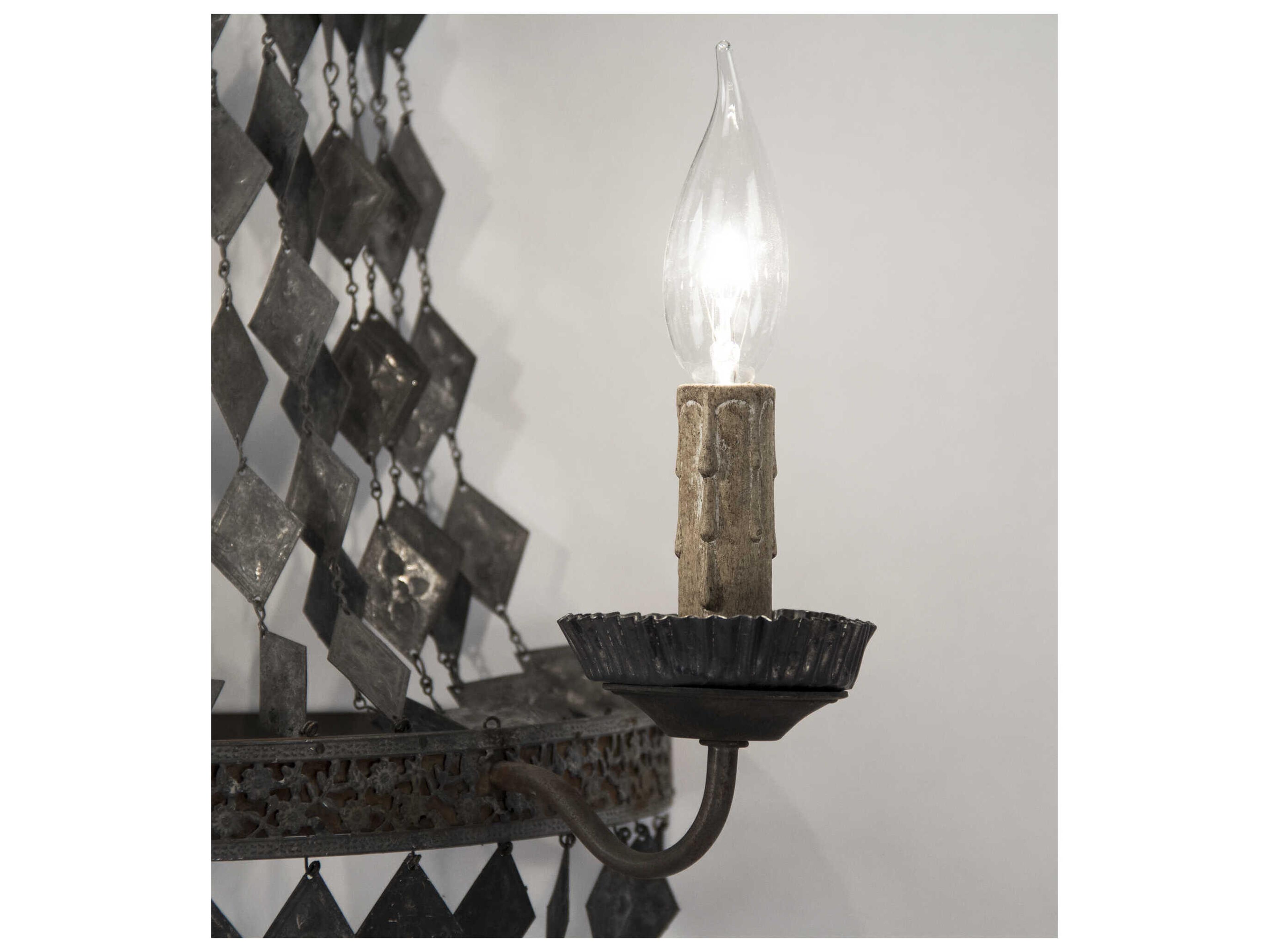 Zentique Nicia 3-Light Rustic Dark Grey Wall Sconce