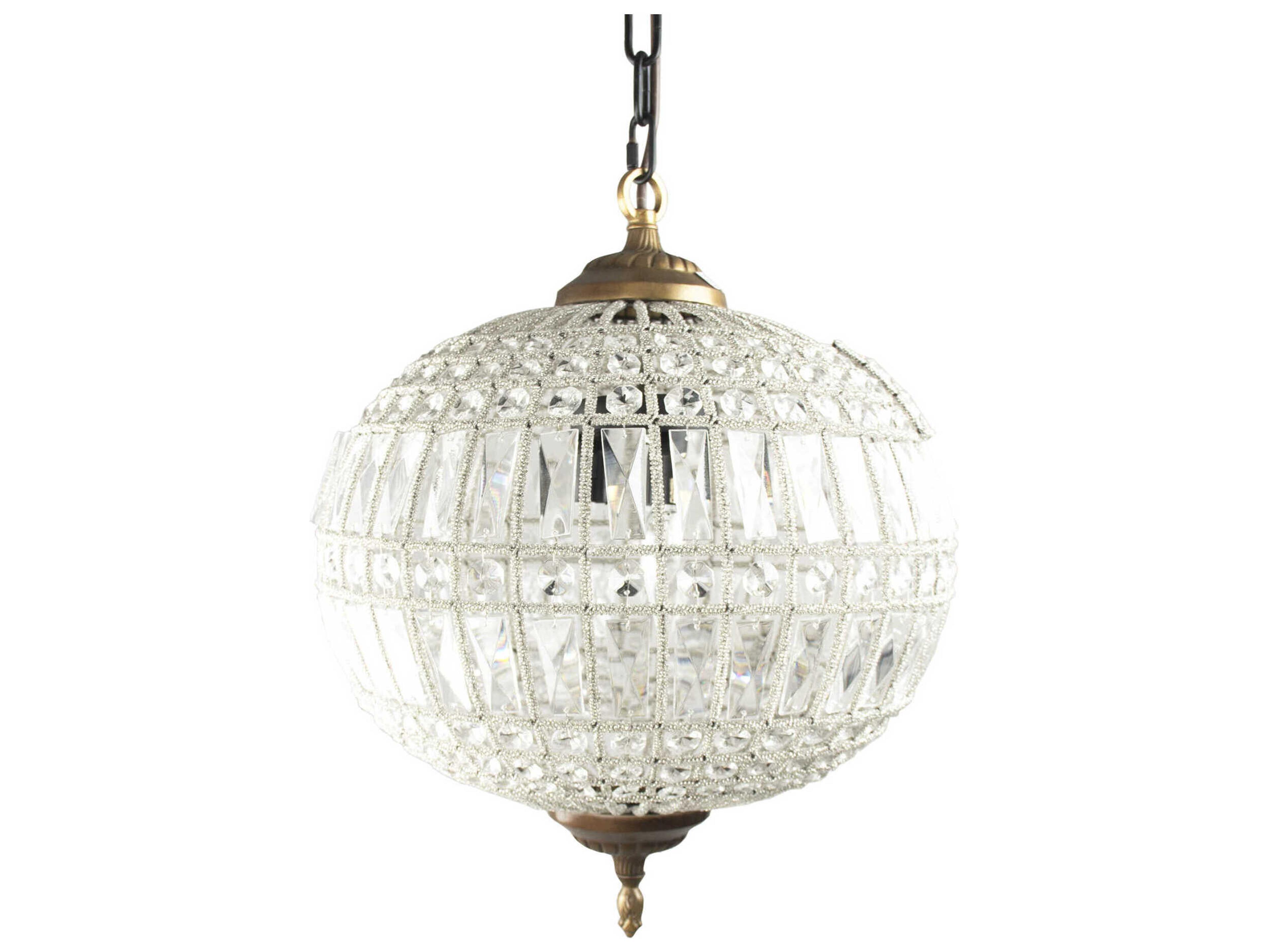 Dawn 1-Light Distressed Gold Crystal Globe Pendant