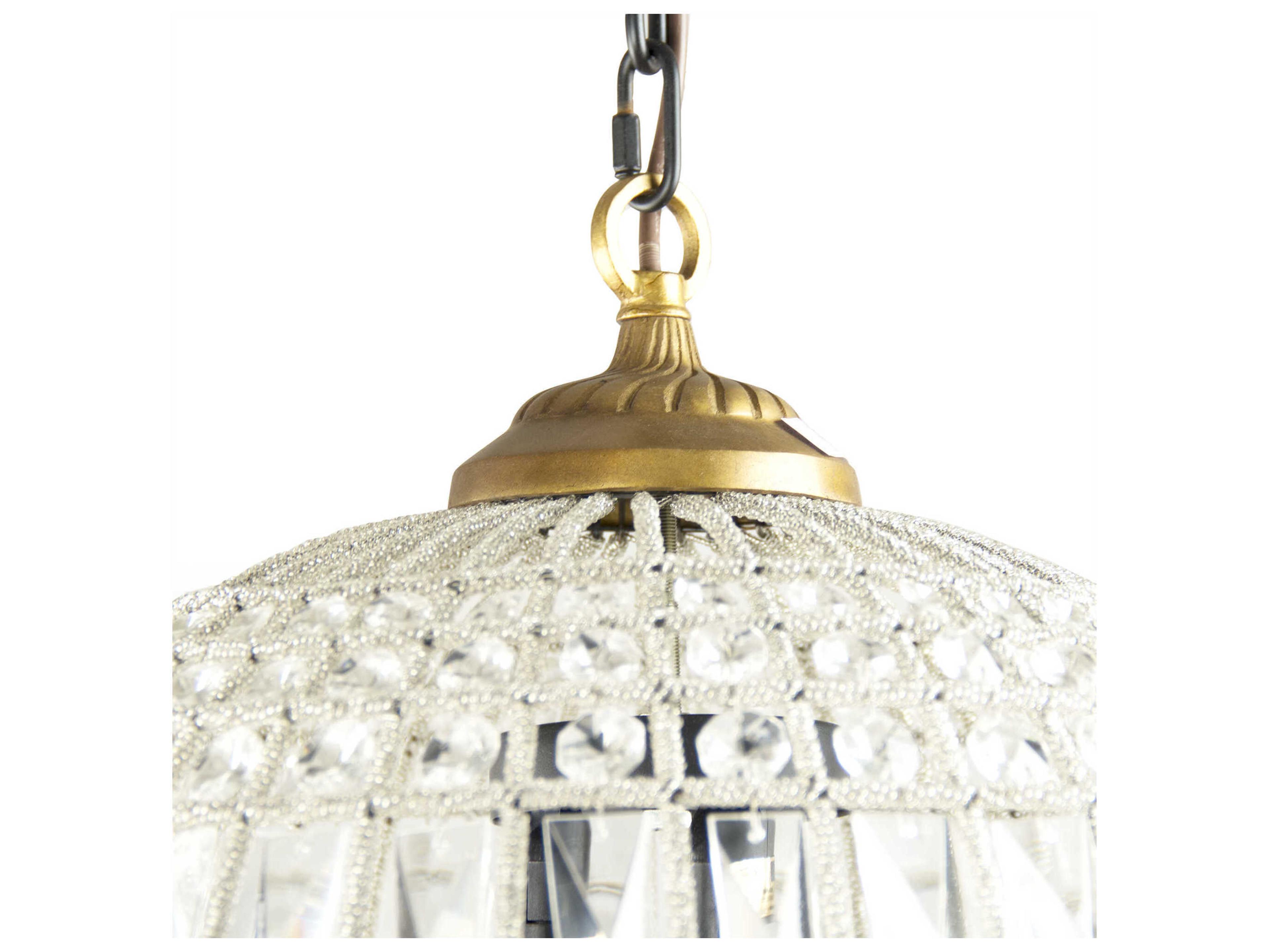 Zentique Dawn 1-Light Distressed Gold Crystal Globe Pendant