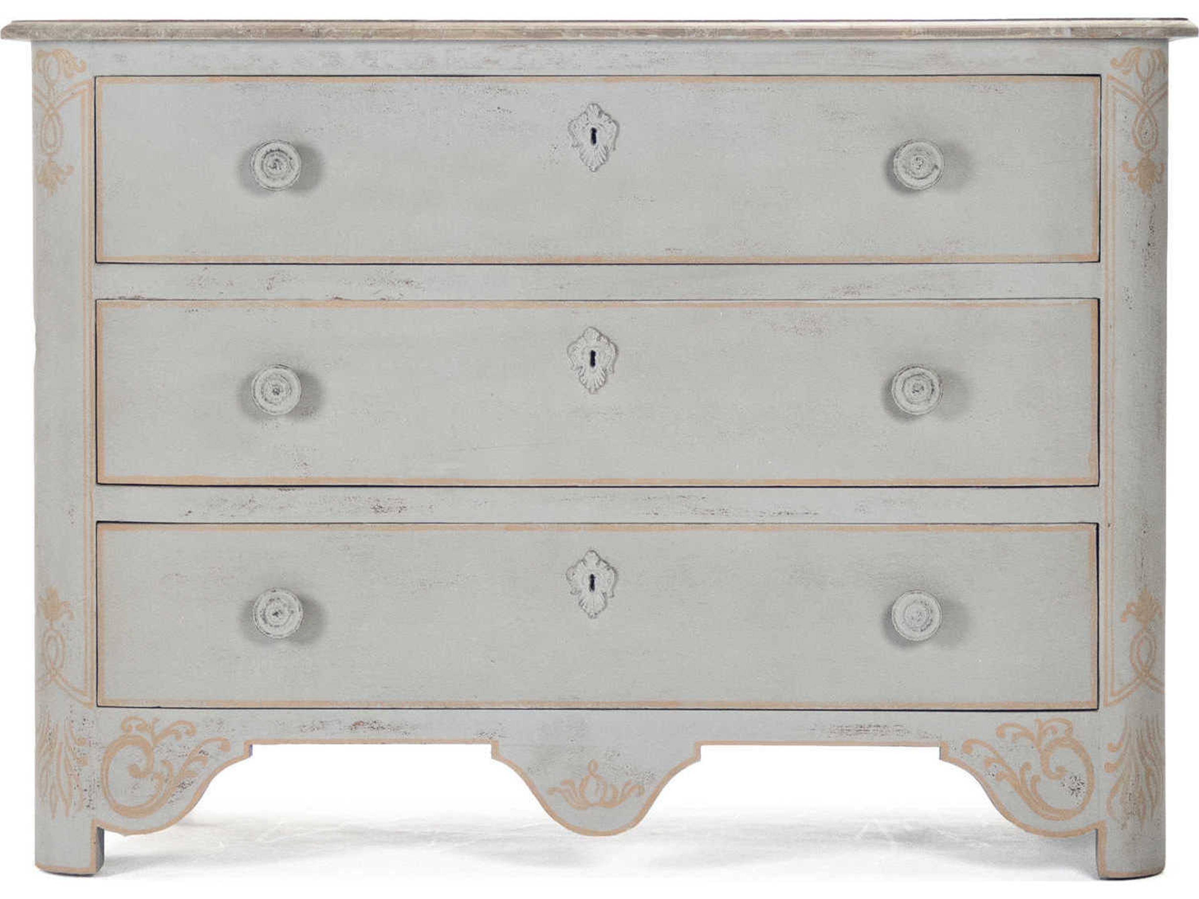 Zentique 3-Drawers Gray Pine Wood Dresser