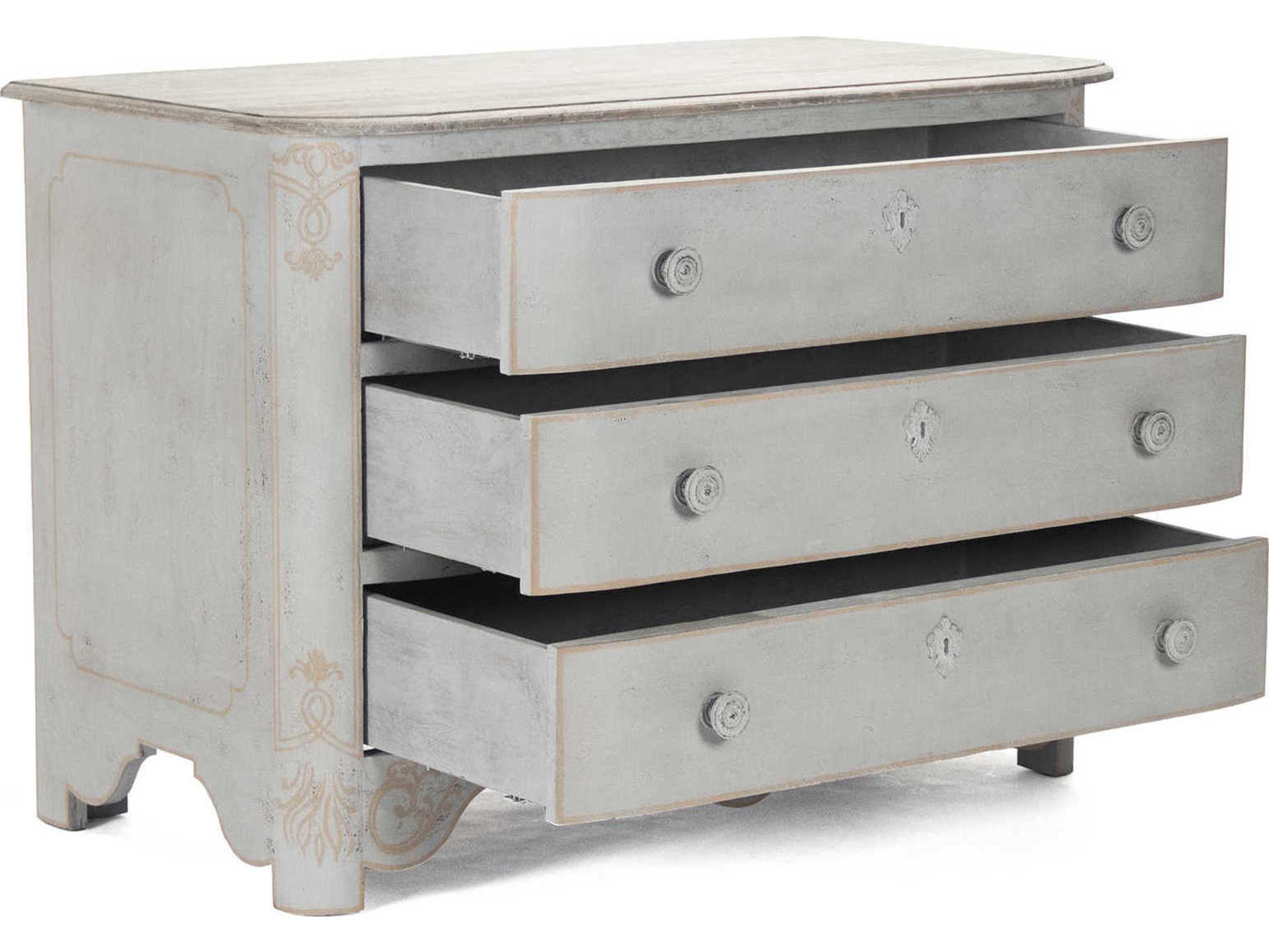 Zentique 3-Drawers Gray Pine Wood Dresser