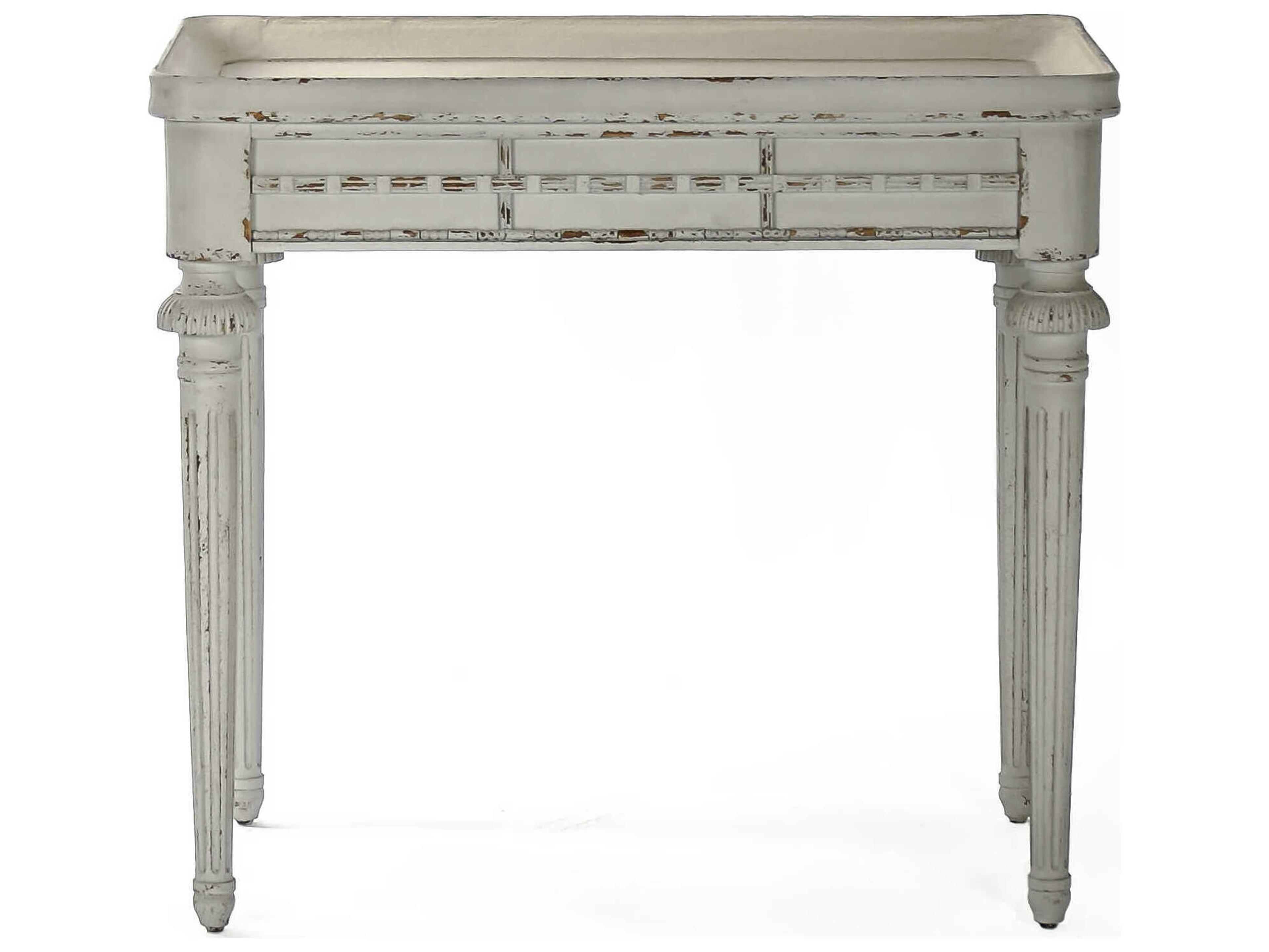 Zentique Macon Rectangular Wood Distressed Grey End Table