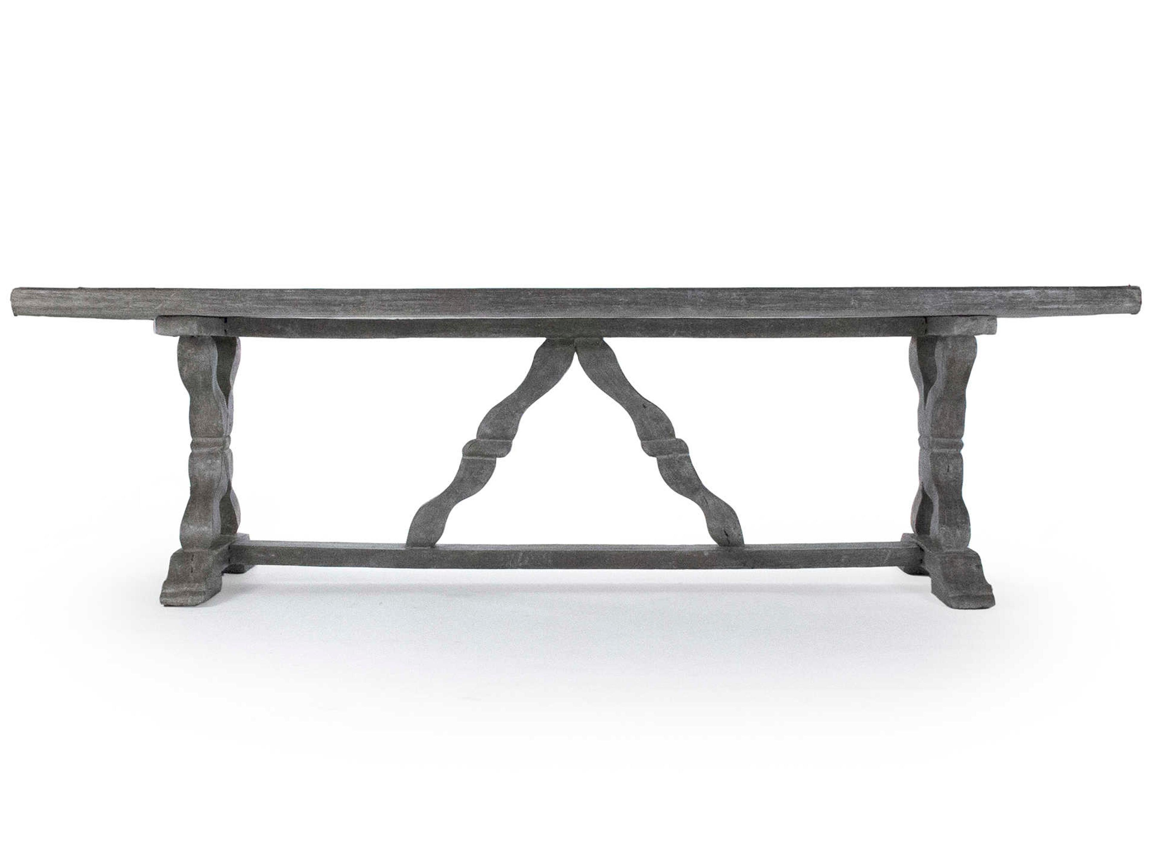 Zentique Rectangular Fiberglass Distressed Grey Dining Table