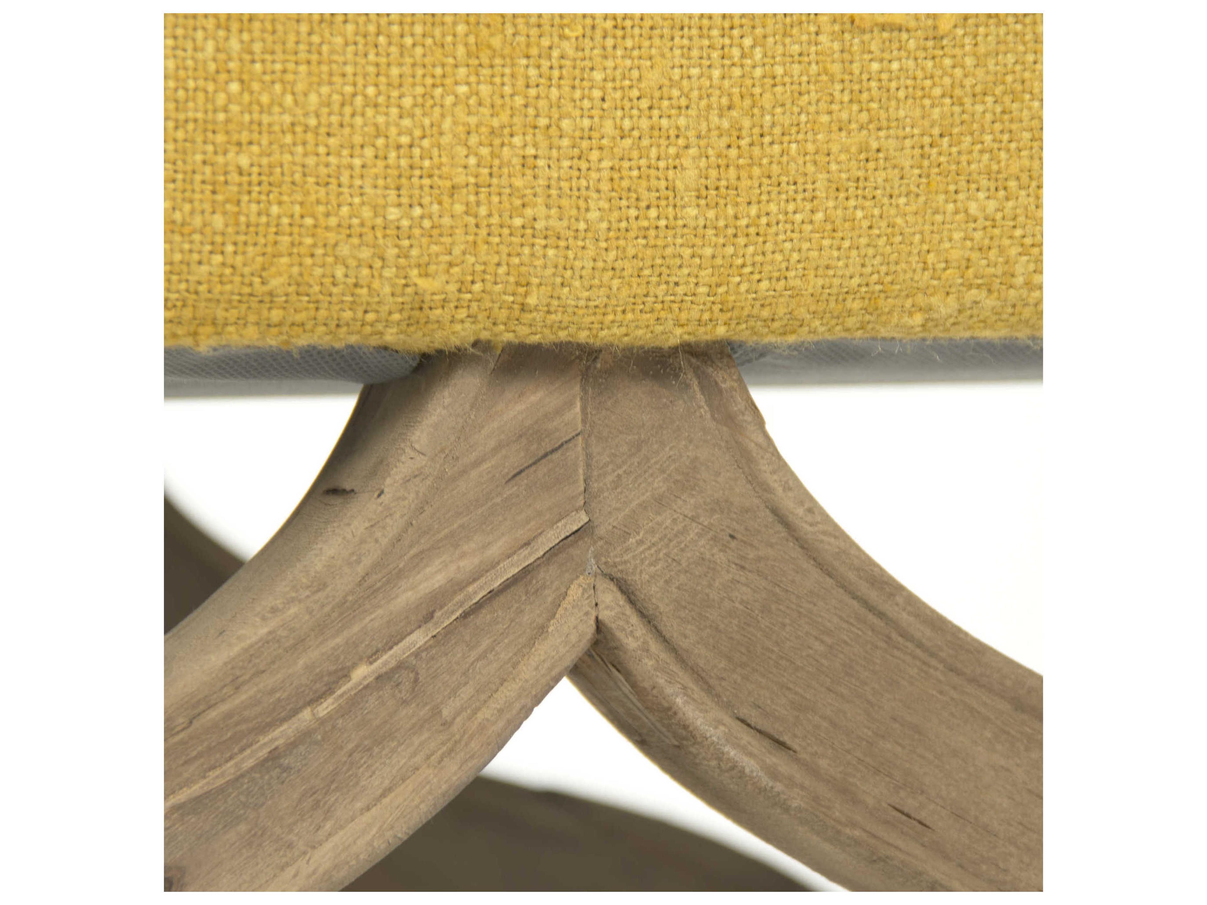 Zentique Natural Yellow Raw Silk Upholstered Accent Bench