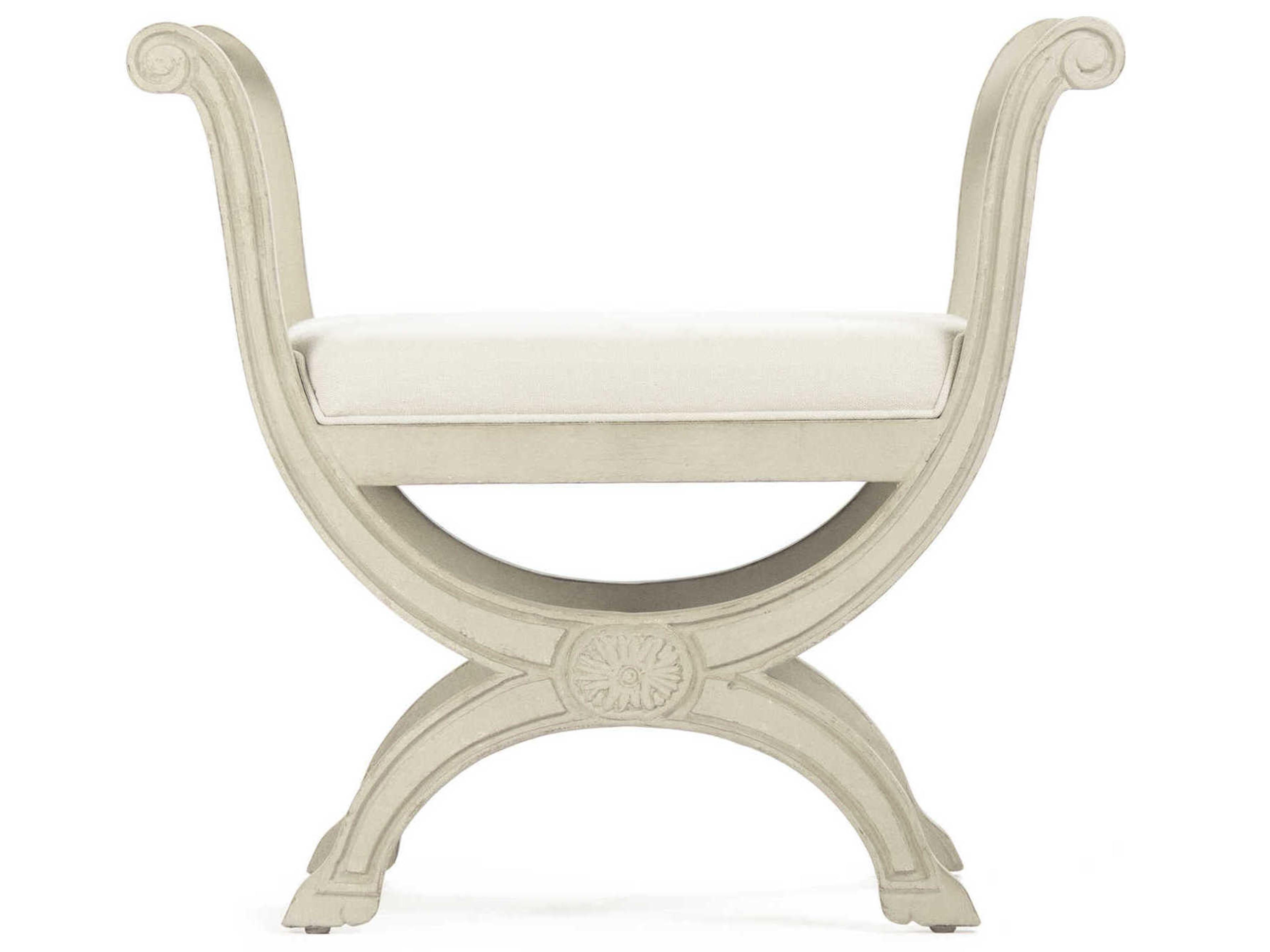 Zentique White Upholstered Accent Stool