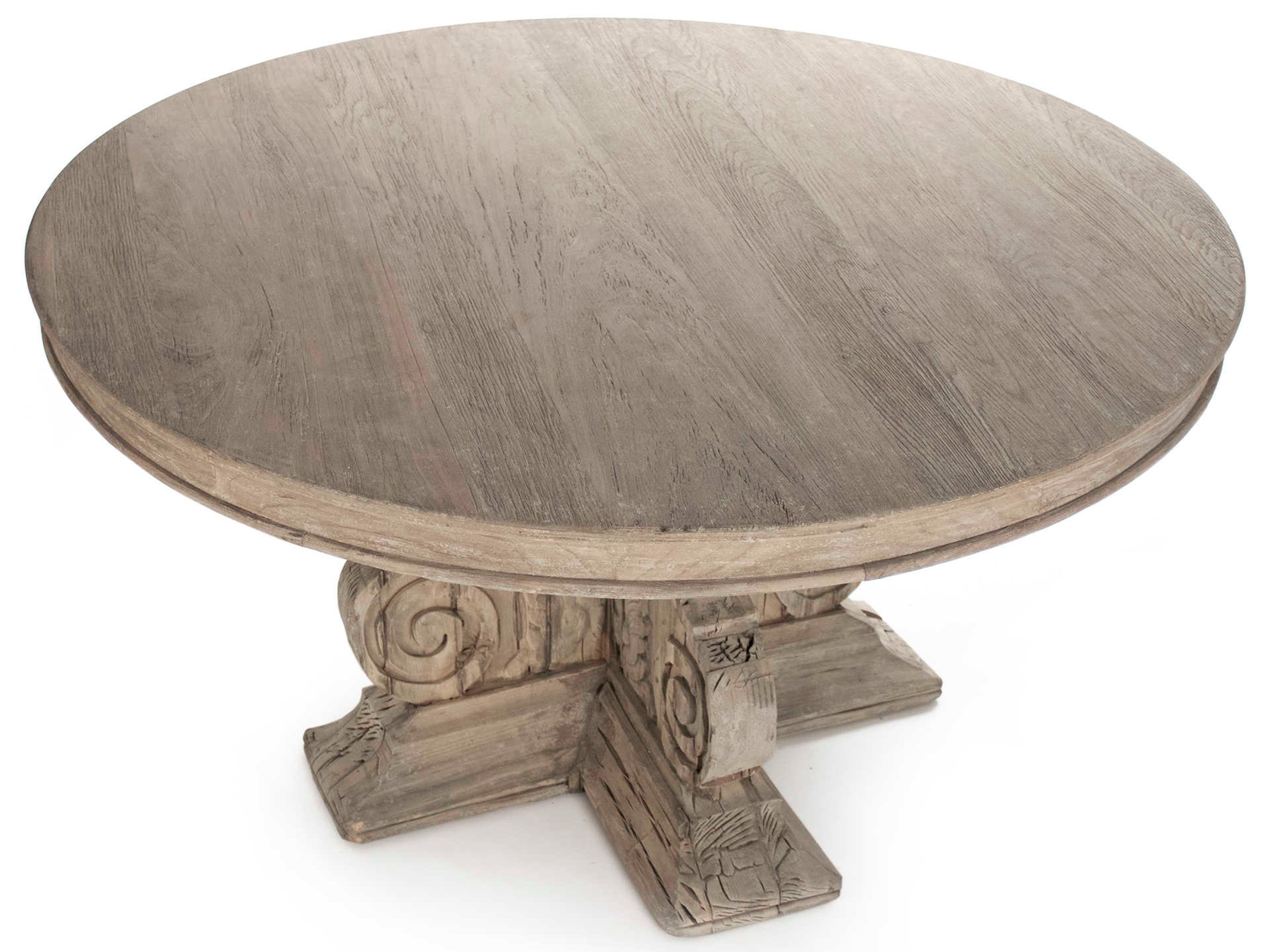Zentique Round Wood Weathered Dining Table