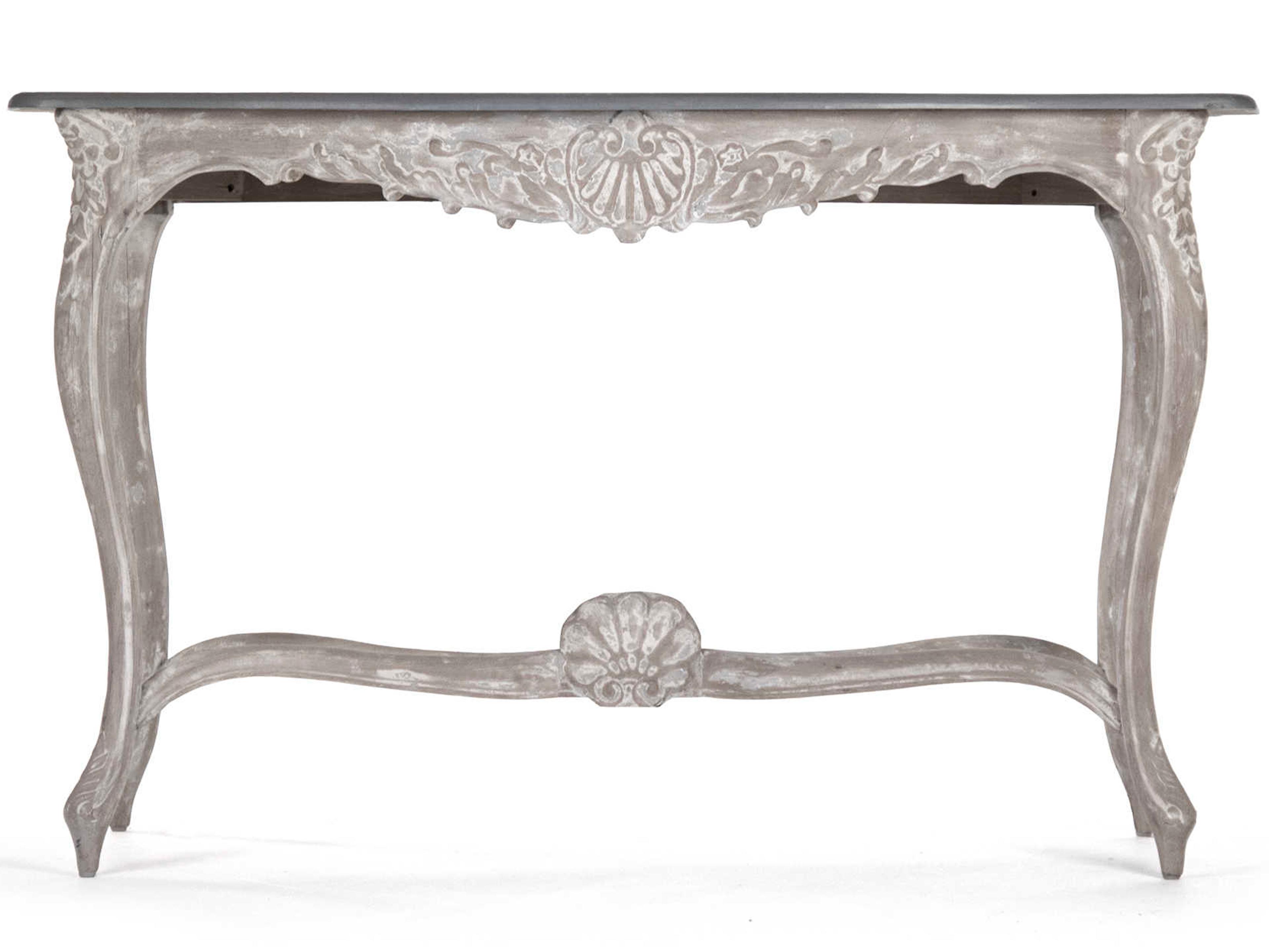 Zentique Rectangular Wood Grey Distressed Console Table