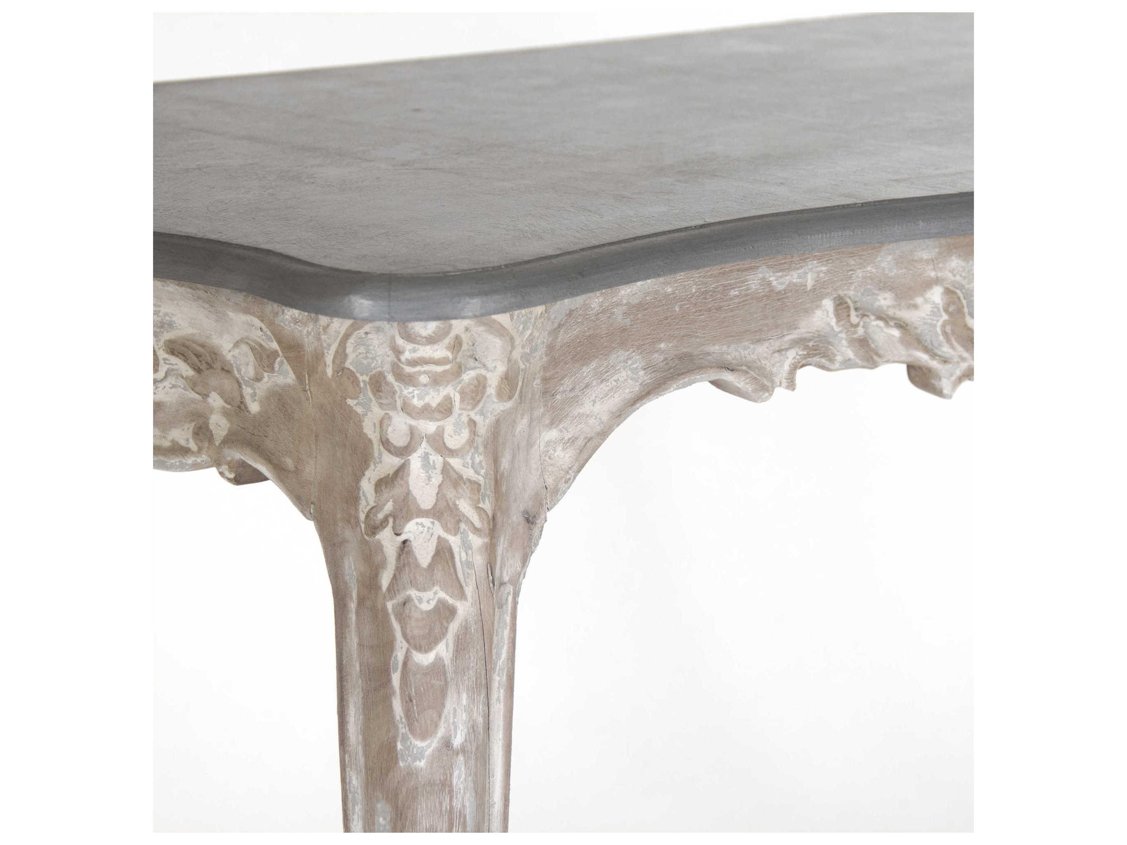 Zentique Rectangular Wood Grey Distressed Console Table