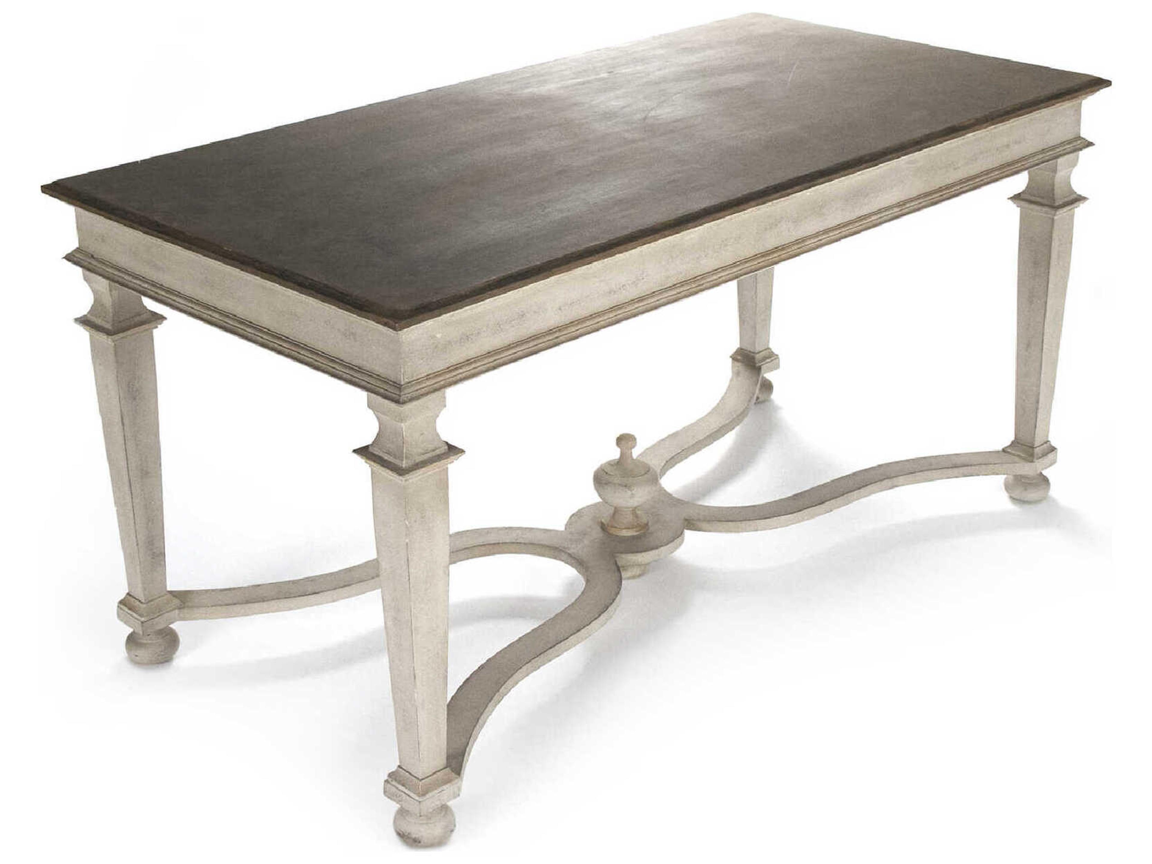 Zentique Tiffany Rectangular Wood Distressed Brown Top Dining Table
