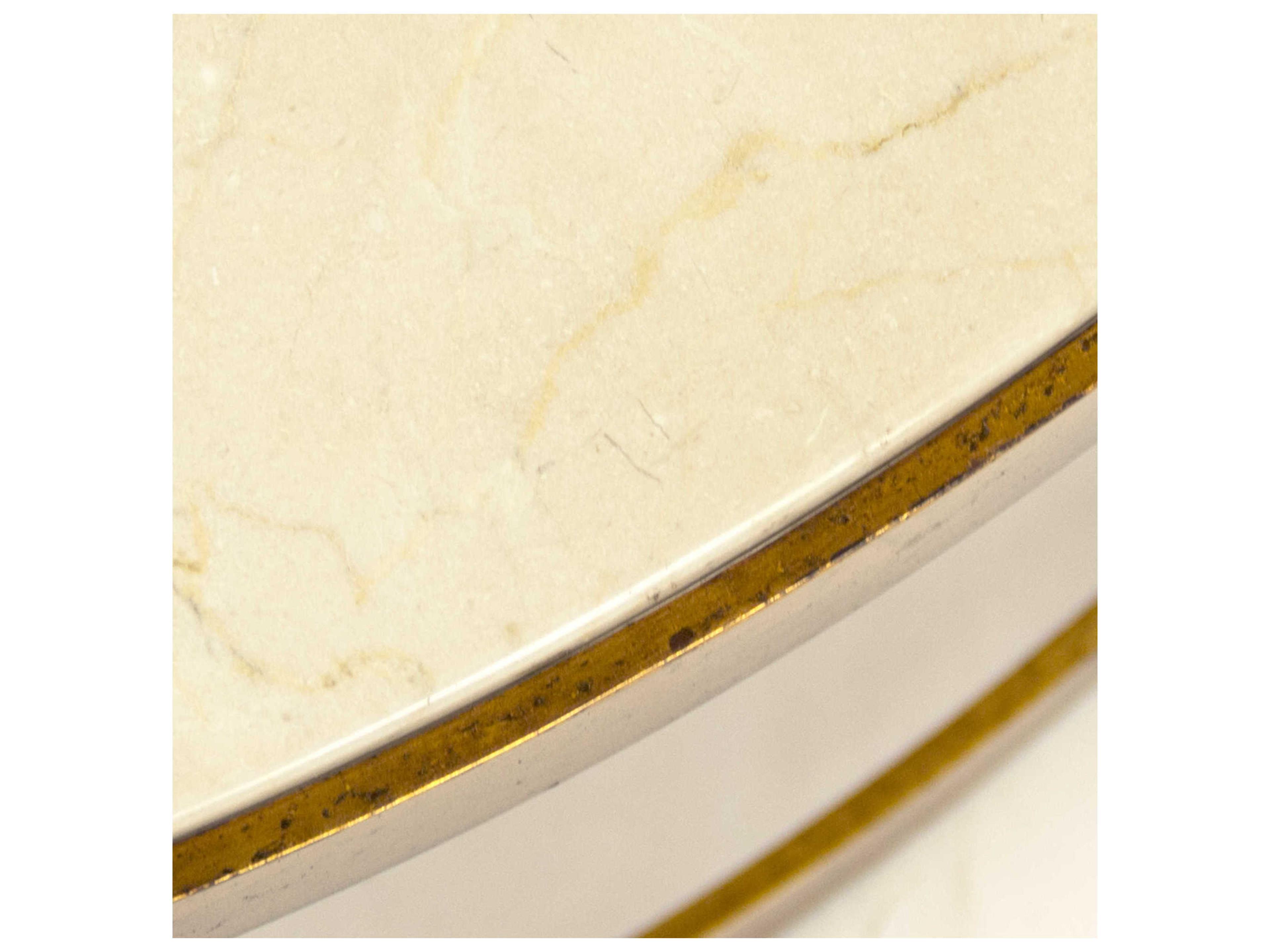 Zentique Round Metal Gold Leaf Cream Marble Coffee Table