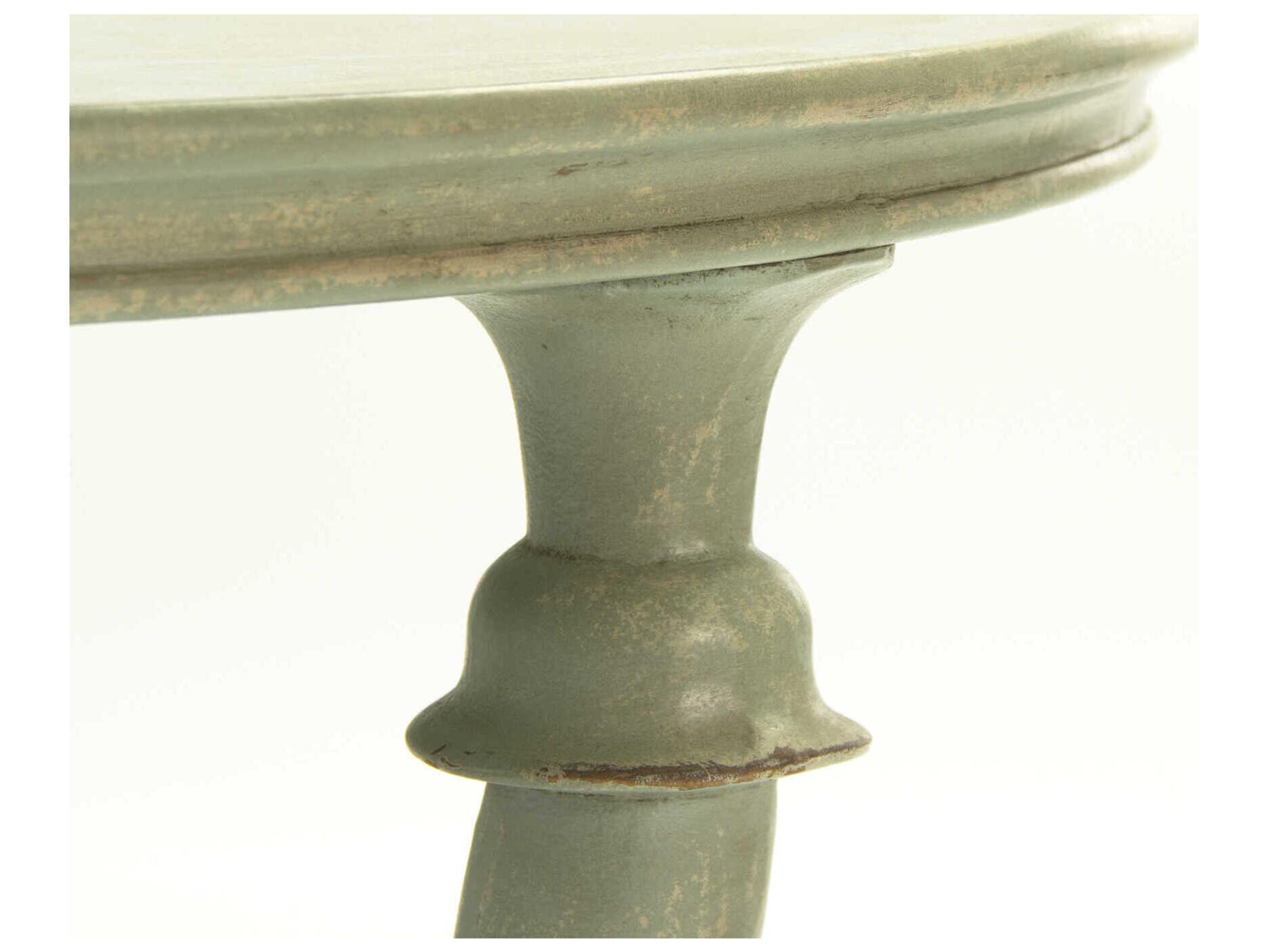 Zentique Quennel Round Wood Distressed Sage End Table
