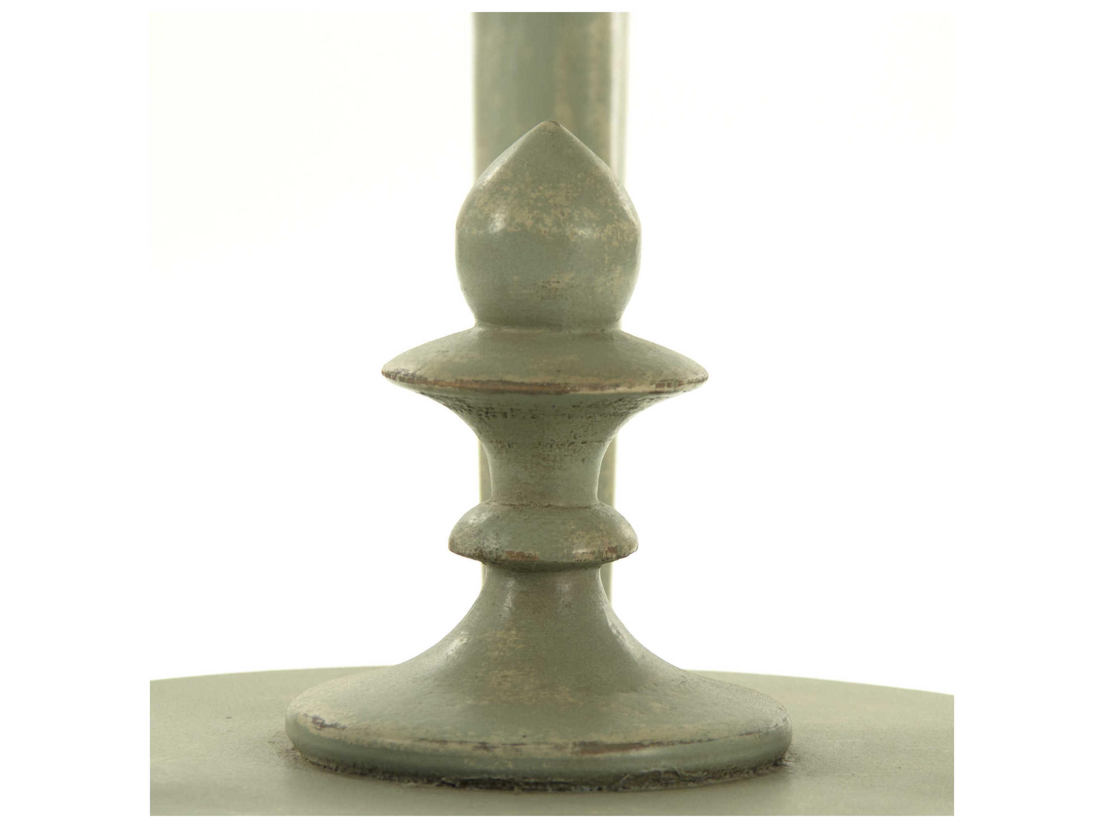 Zentique Quennel Round Wood Distressed Sage End Table