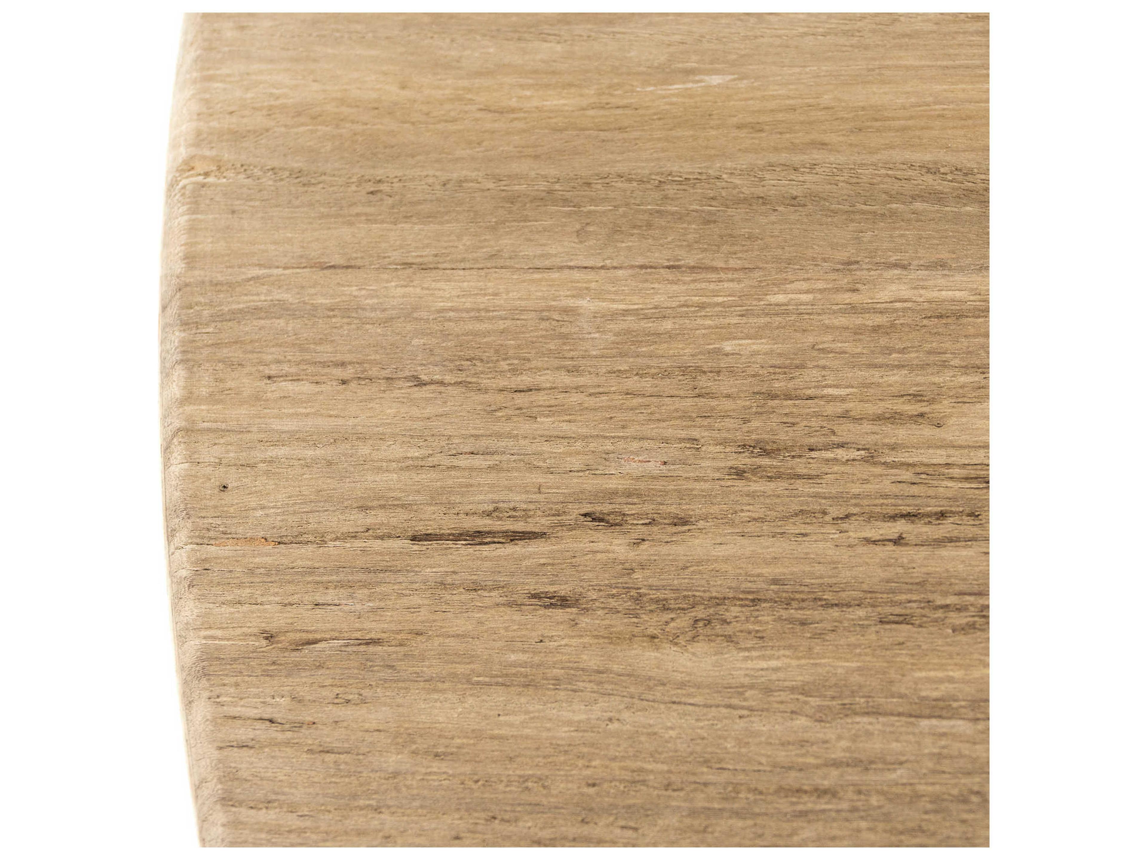 Zentique Round Wood Natural Distressed Grey Dining Table