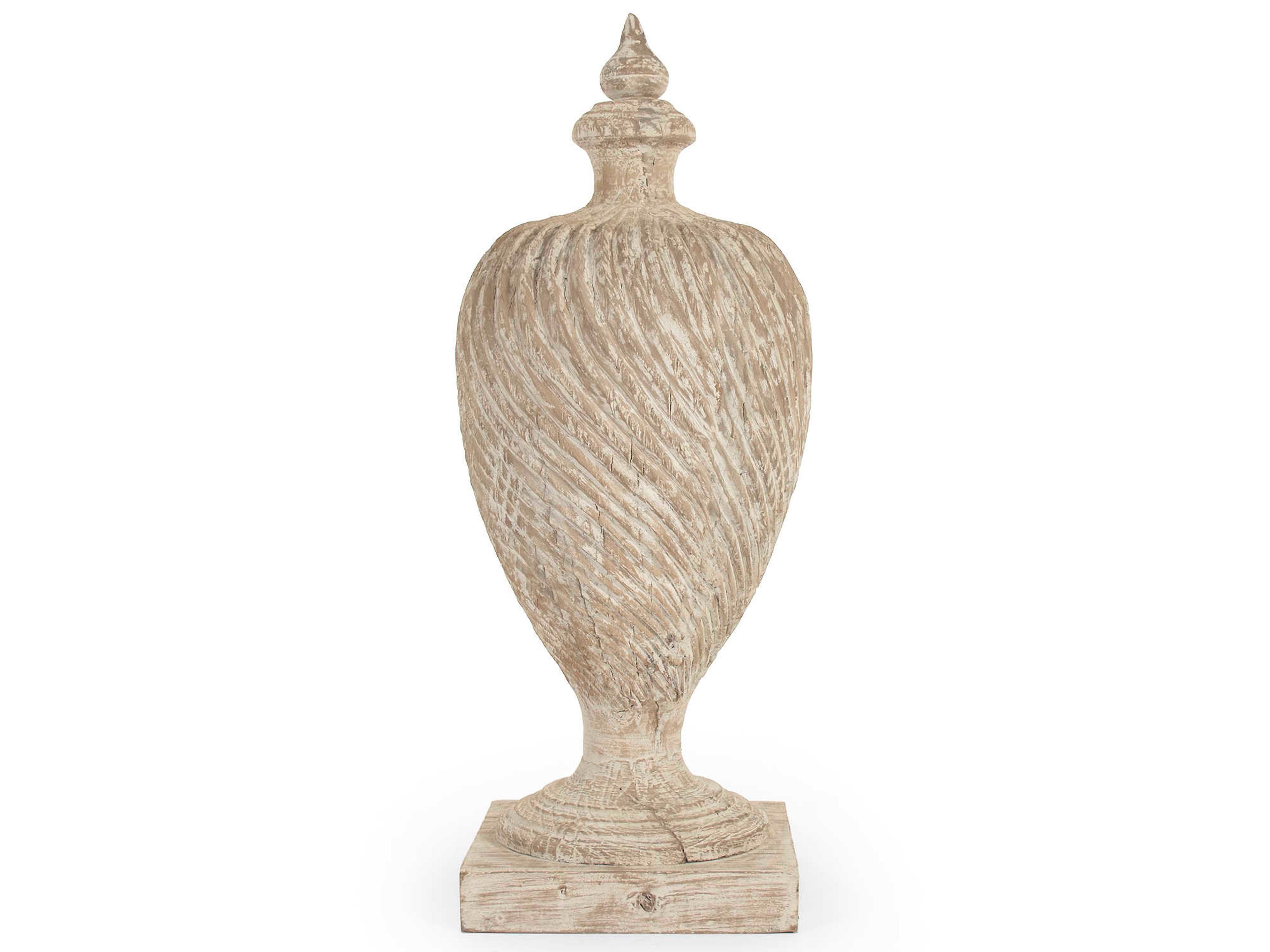 Zentique Julius White Wash Wooden Urn