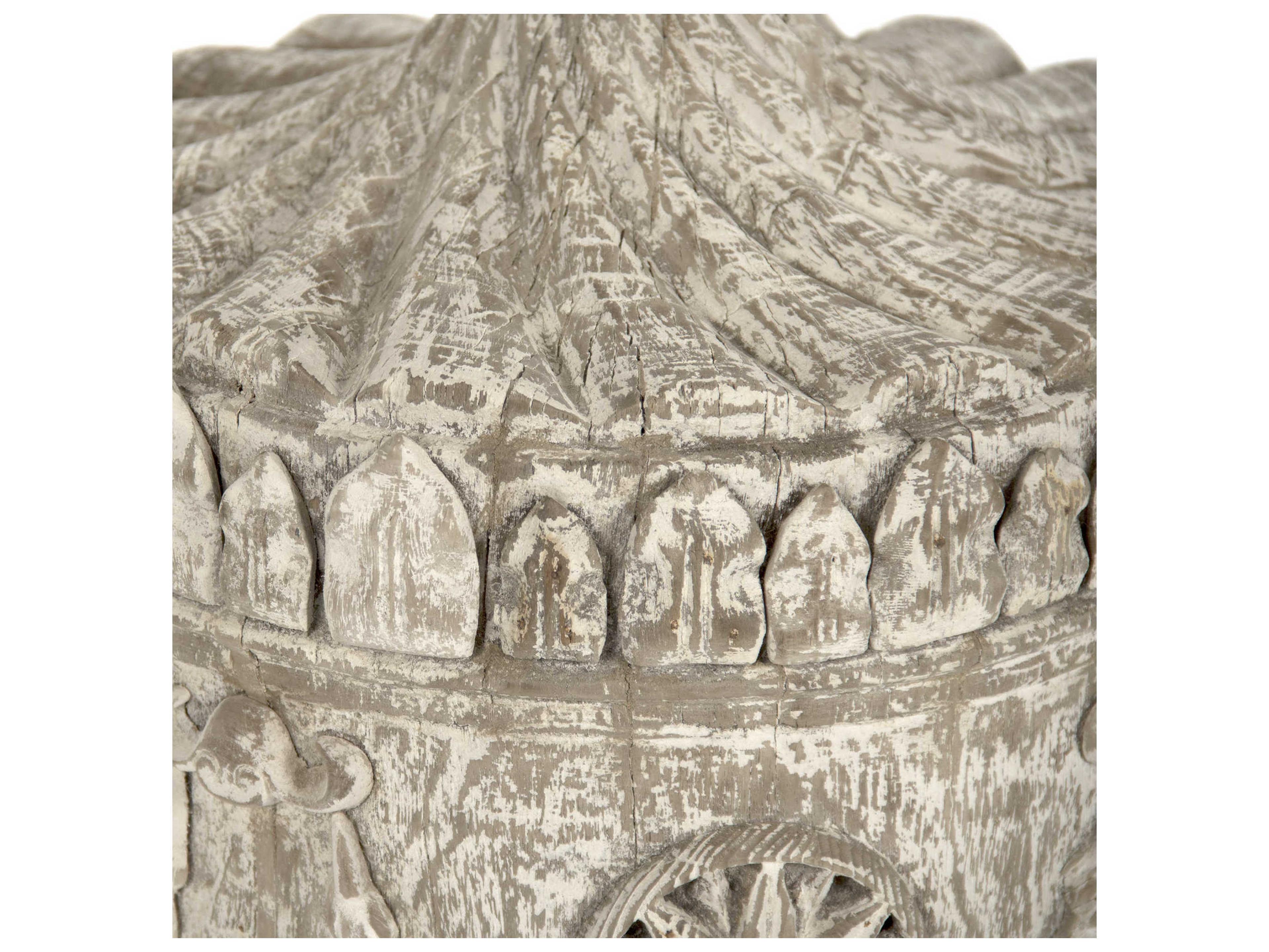 Zentique Lea Distressed Off-White Wooden Urn