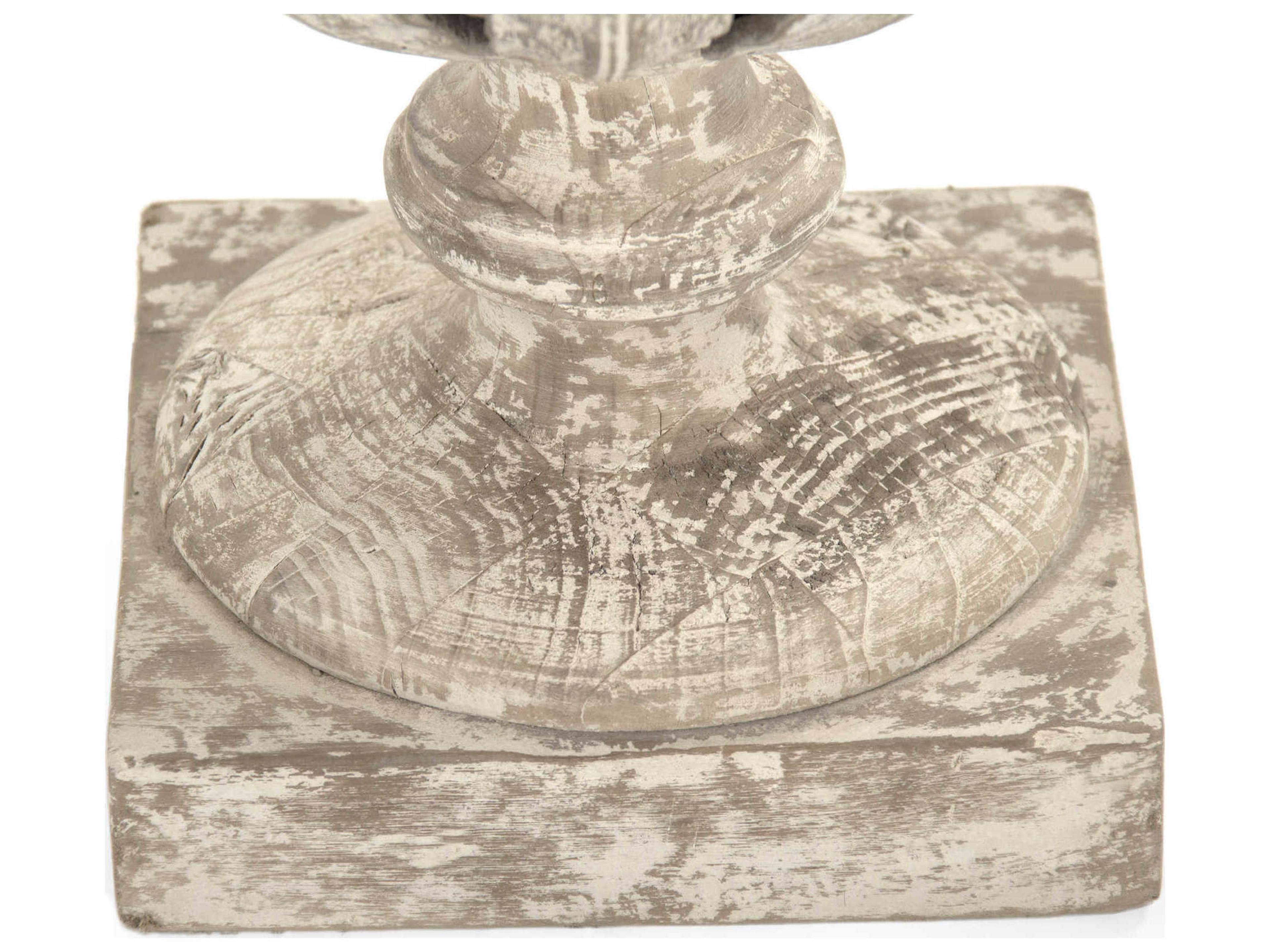 Zentique Lea Distressed Off-White Wooden Urn