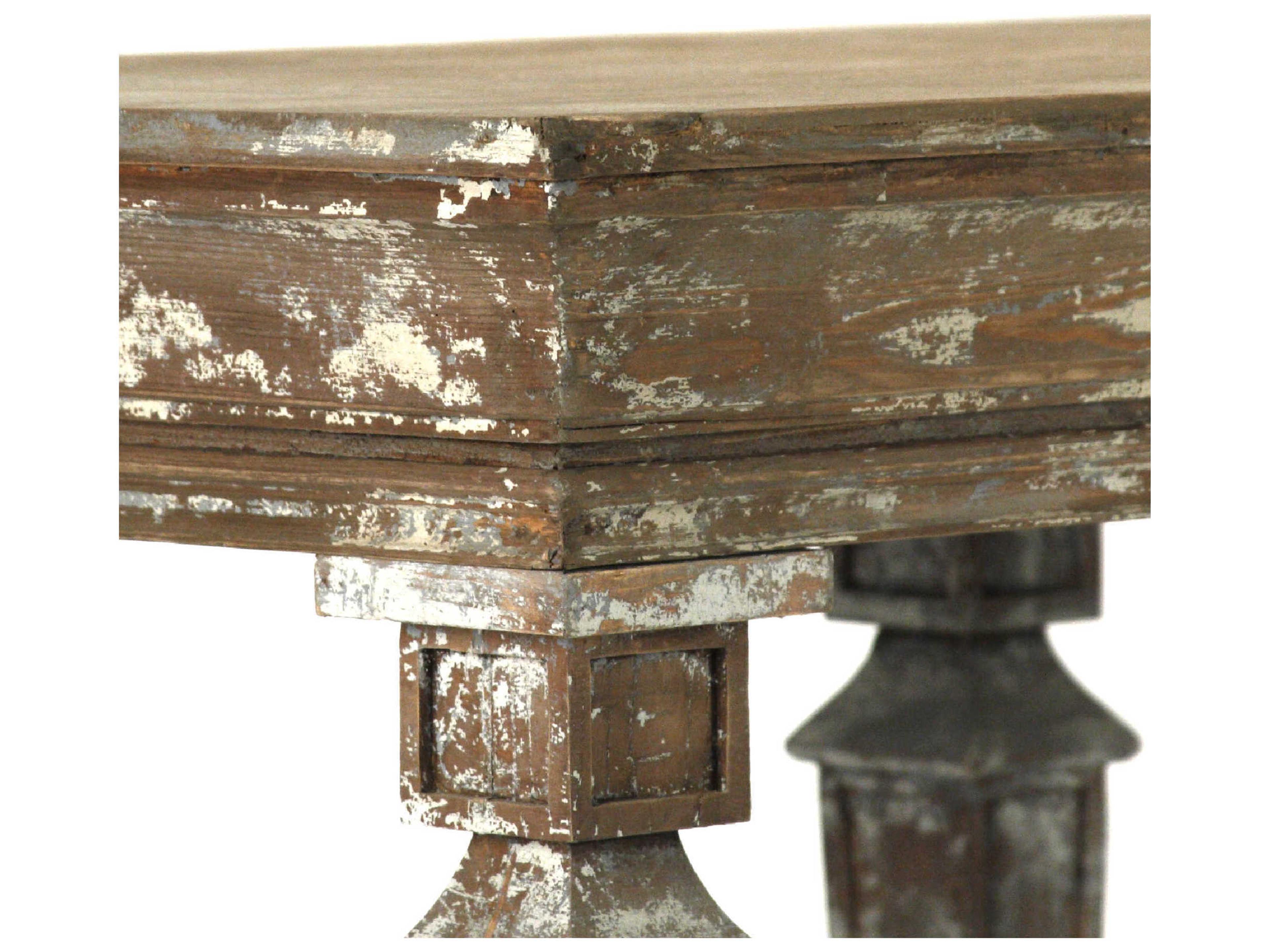 Zentique Rectangular Wood Distressed Umber Brown Console Table