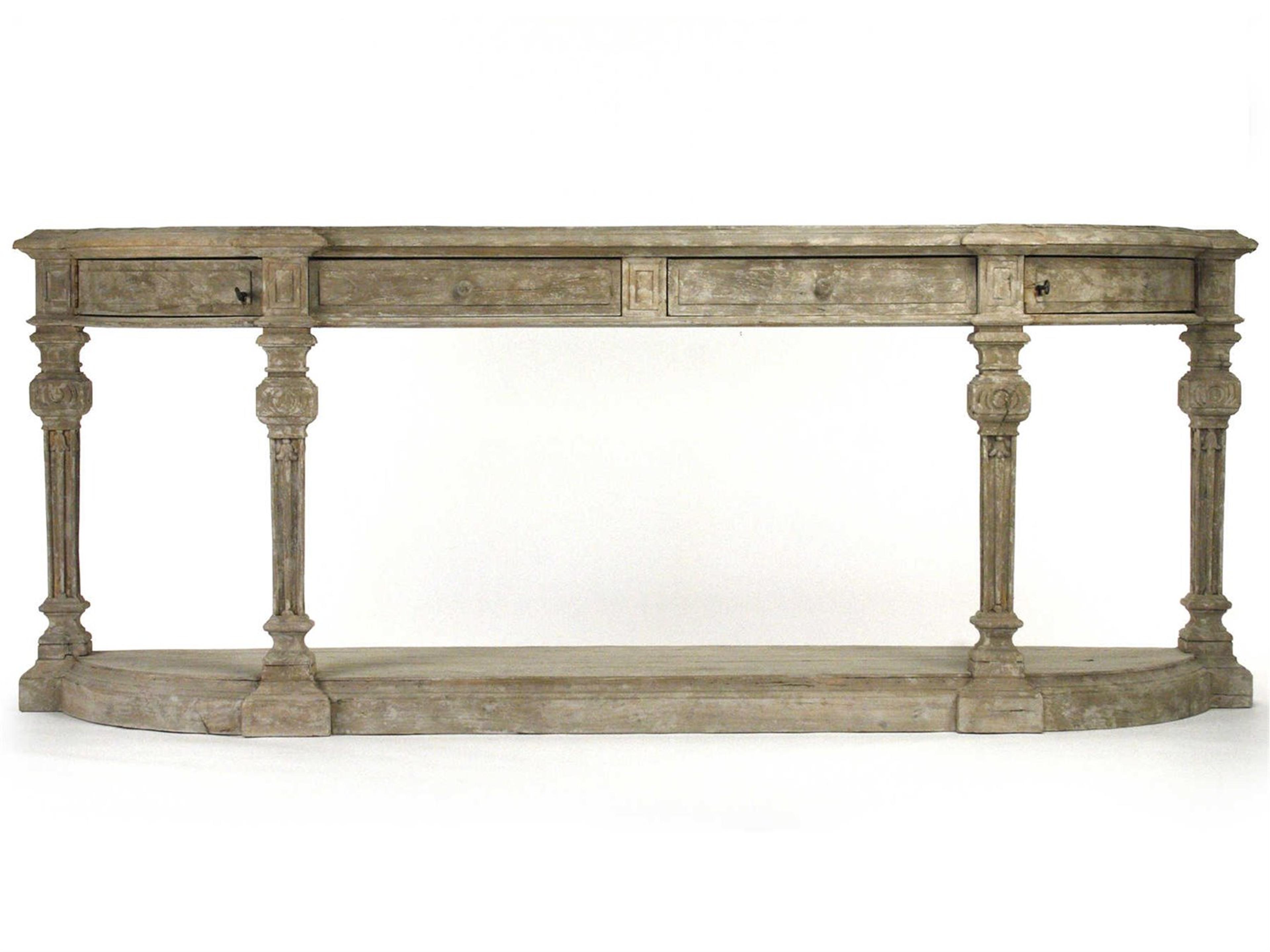 Zentique Demilune Wood Distressed Console Table