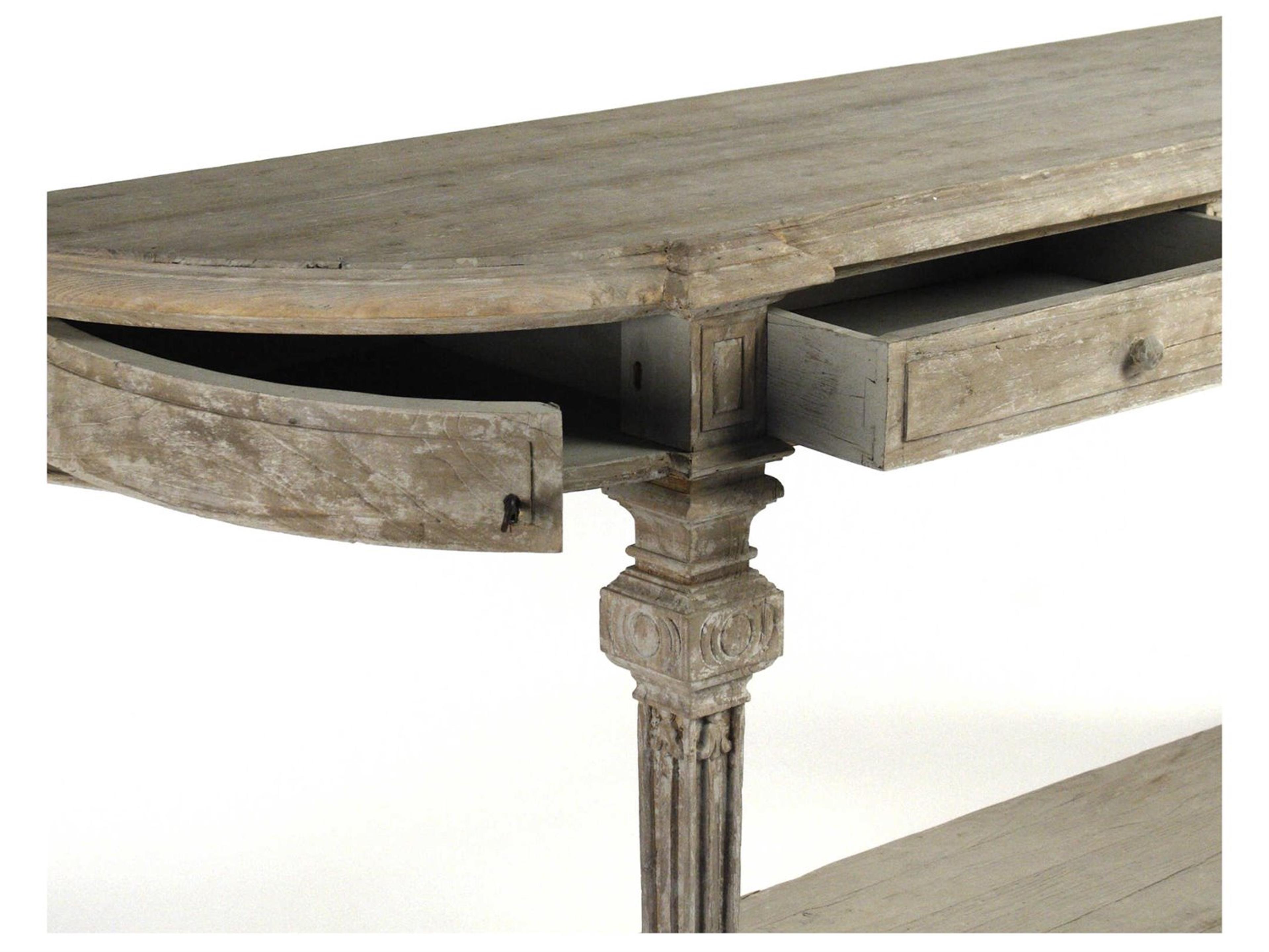 Zentique Demilune Wood Distressed Console Table