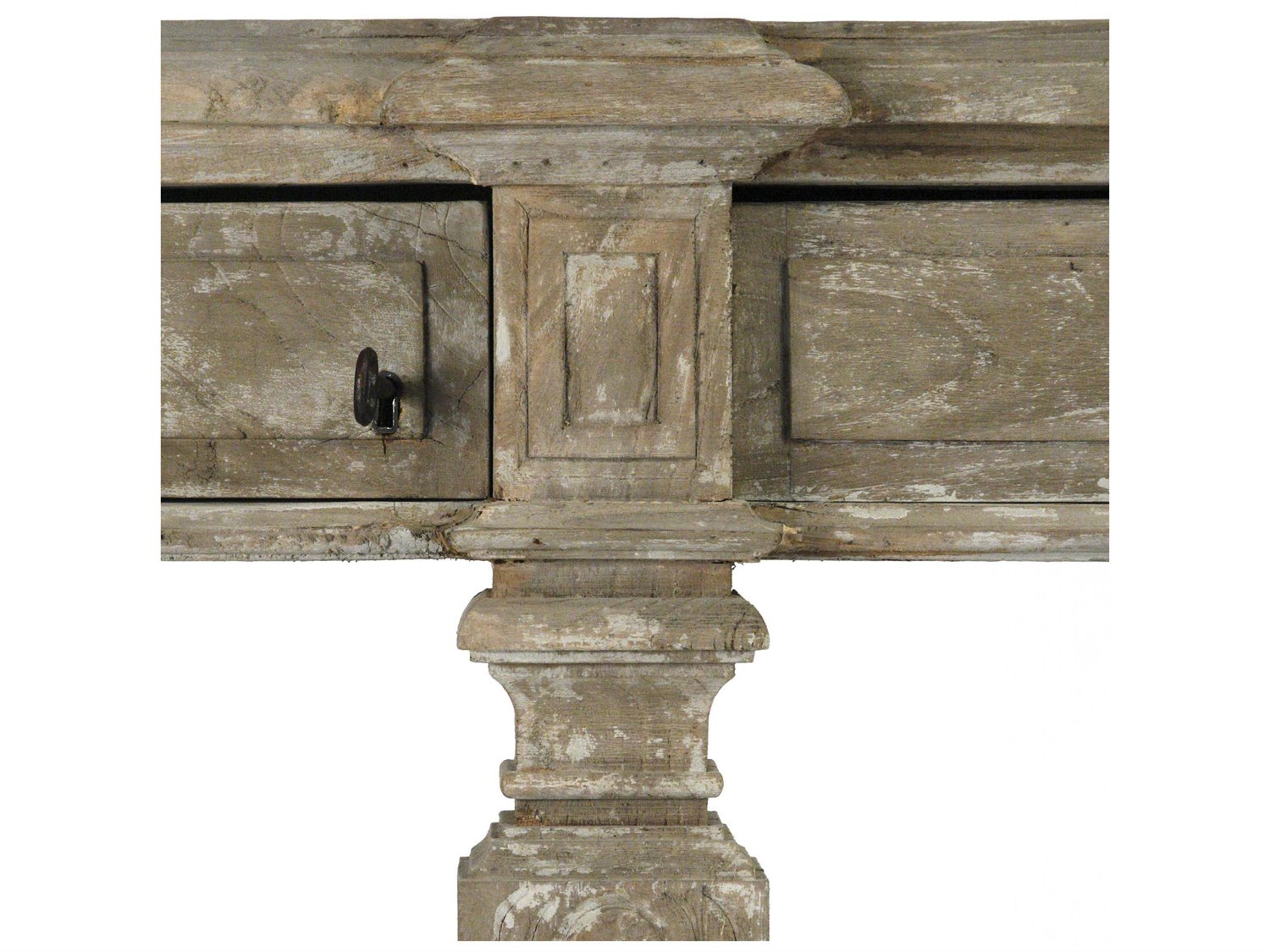 Zentique Demilune Wood Distressed Console Table