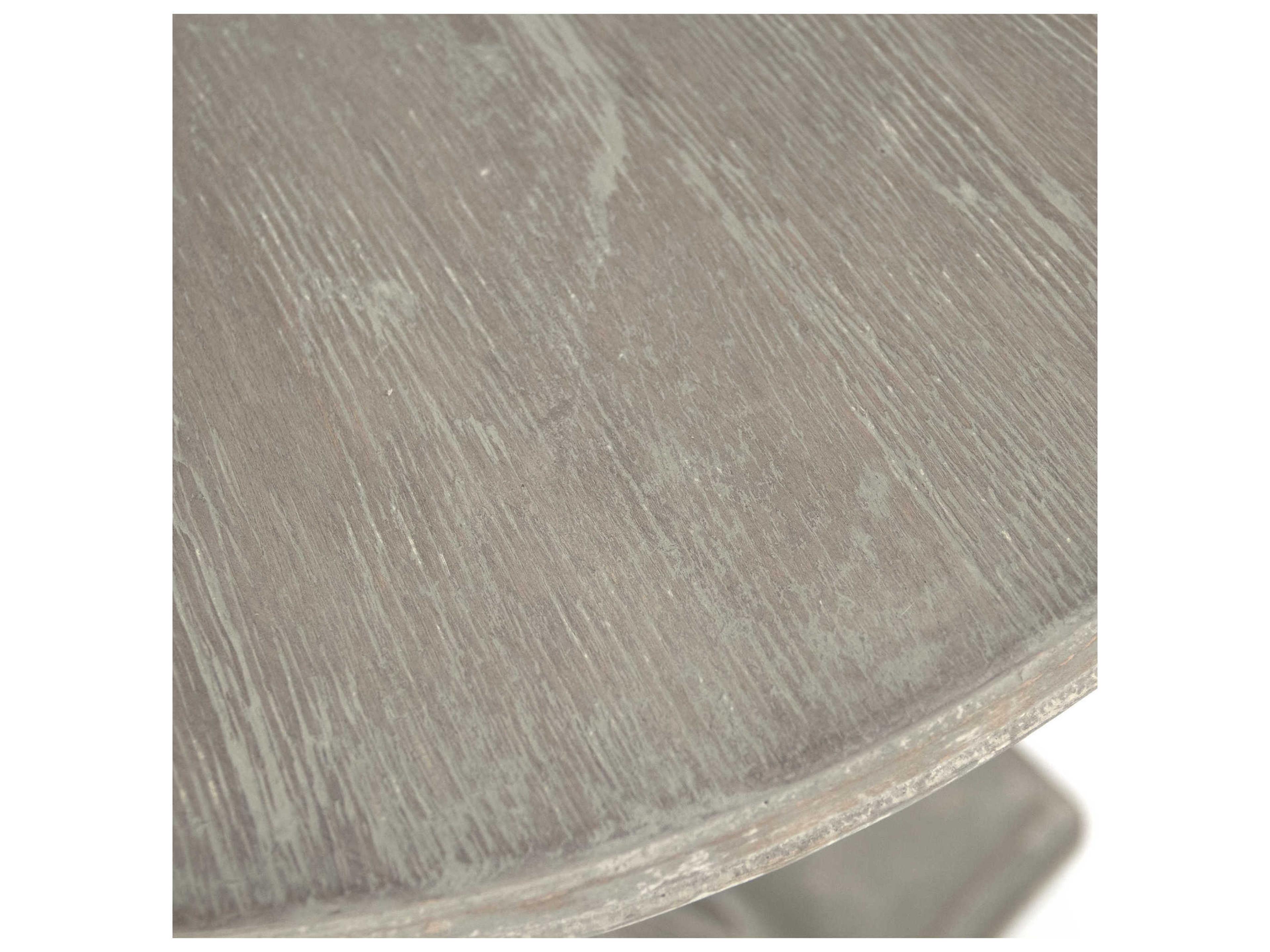 Zentique Round Wood Distressed Grey End Table