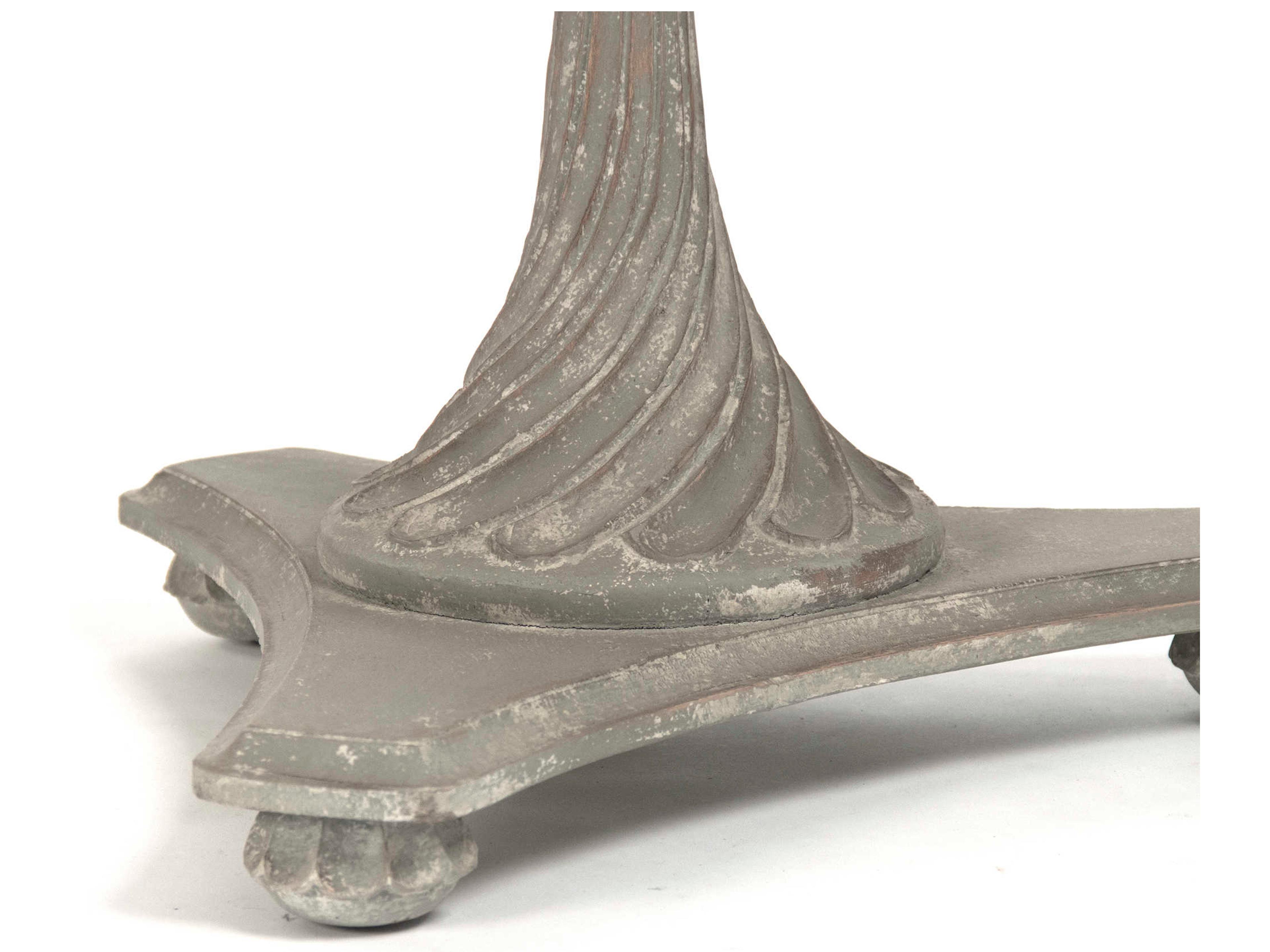 Zentique Round Wood Distressed Grey End Table