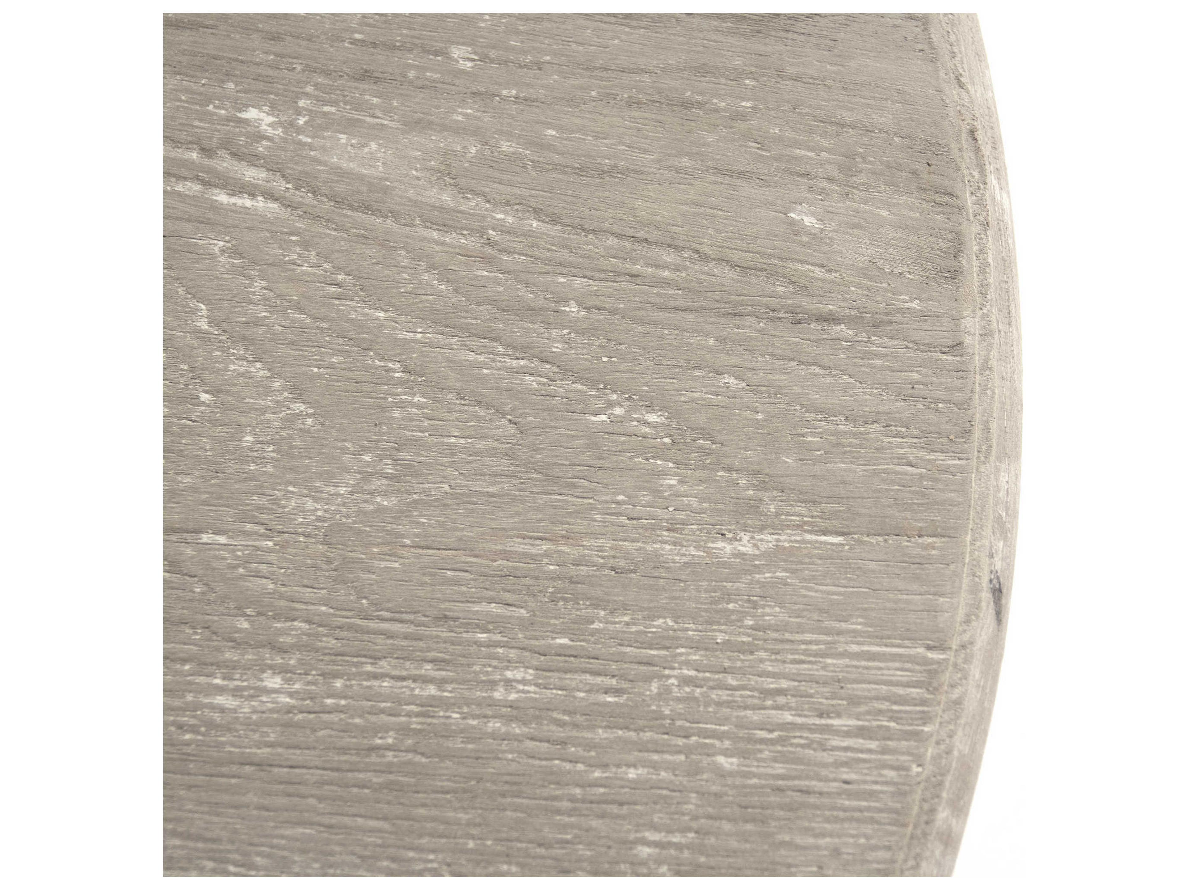 Zentique Round Wood Weathered Distressed Cream End Table