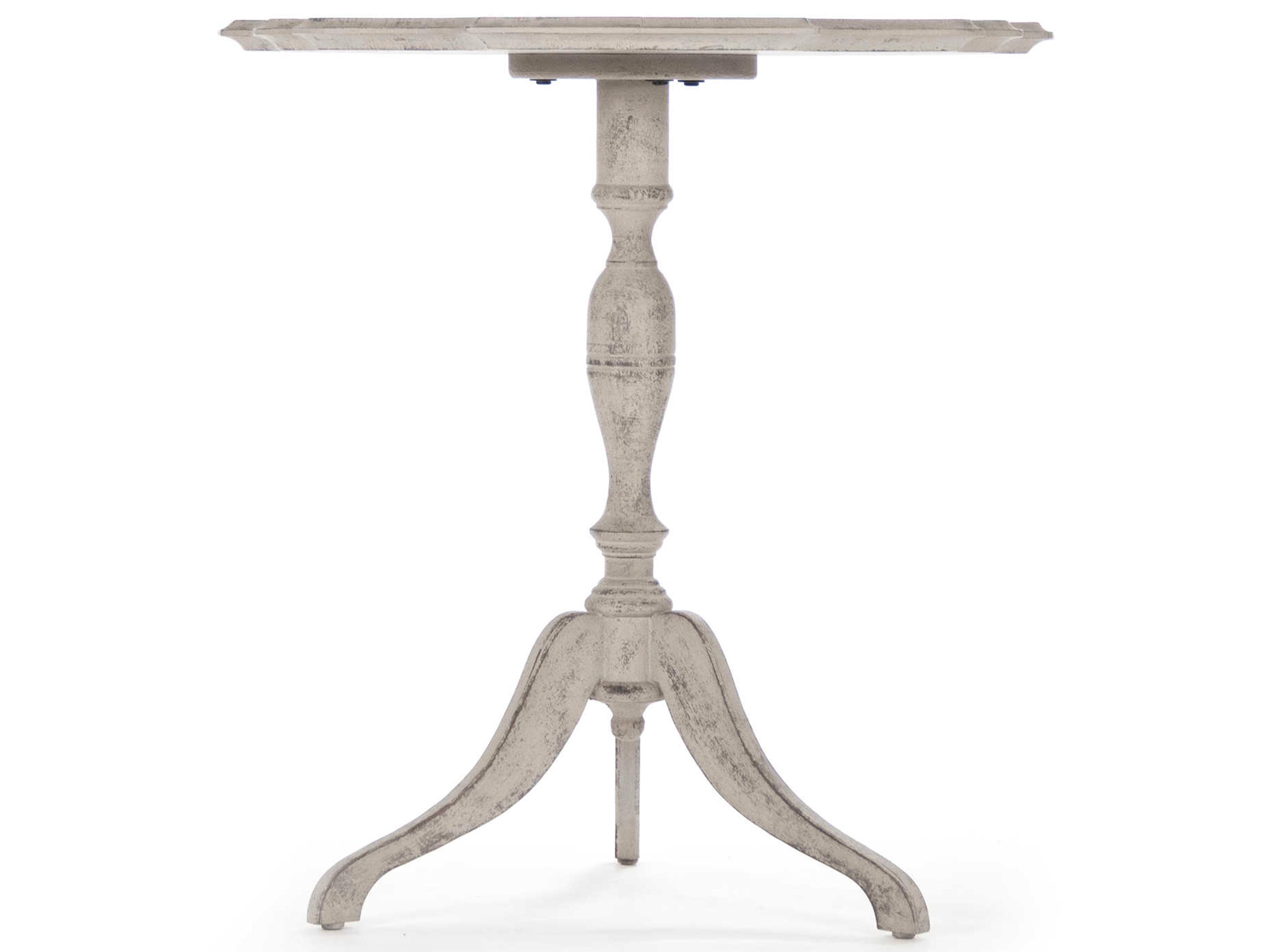 Zentique Round Wood Antique Grey Taupe End Table