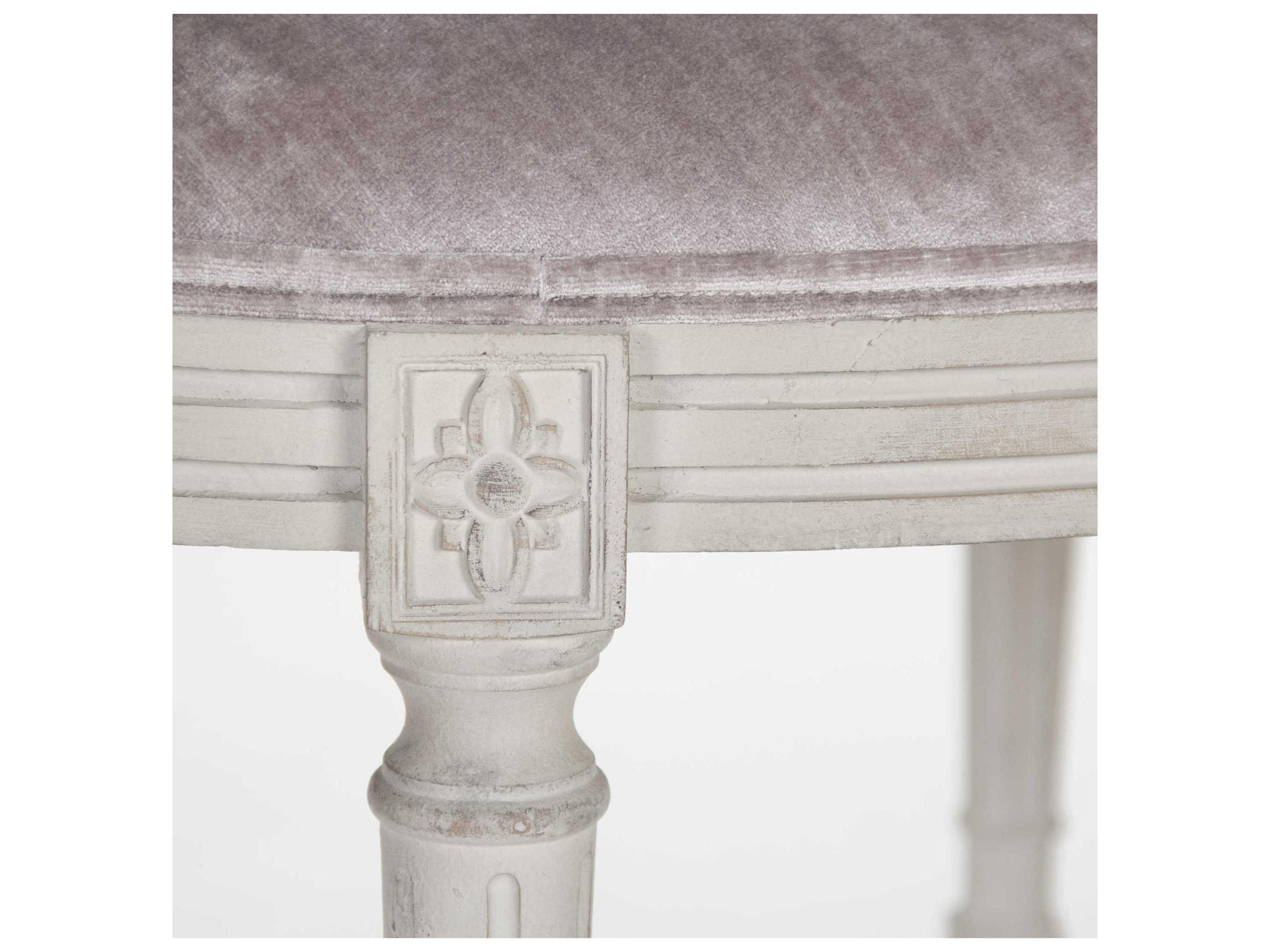 Zentique Velvet Gray Upholstered Accent Stool