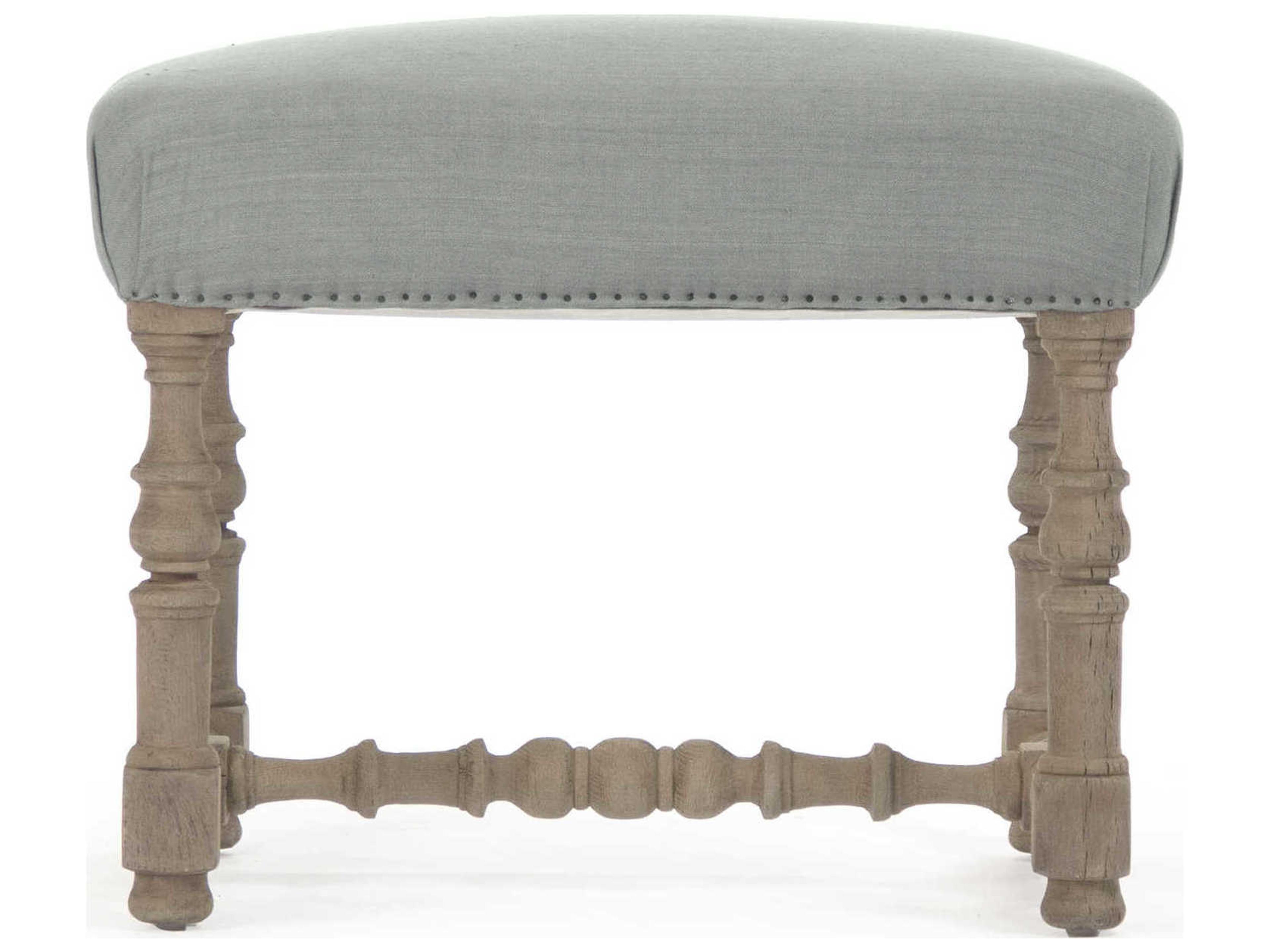 Zentique Blue Linen Upholstered Accent Stool