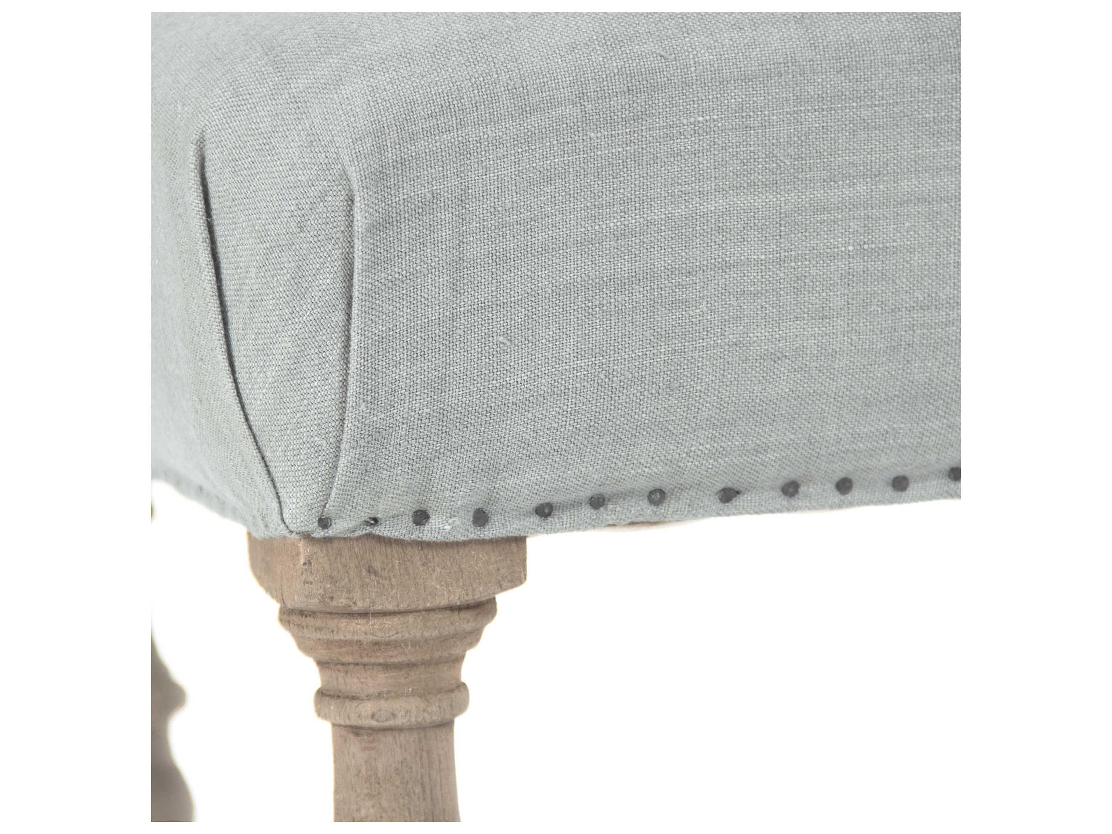 Zentique Blue Linen Upholstered Accent Stool