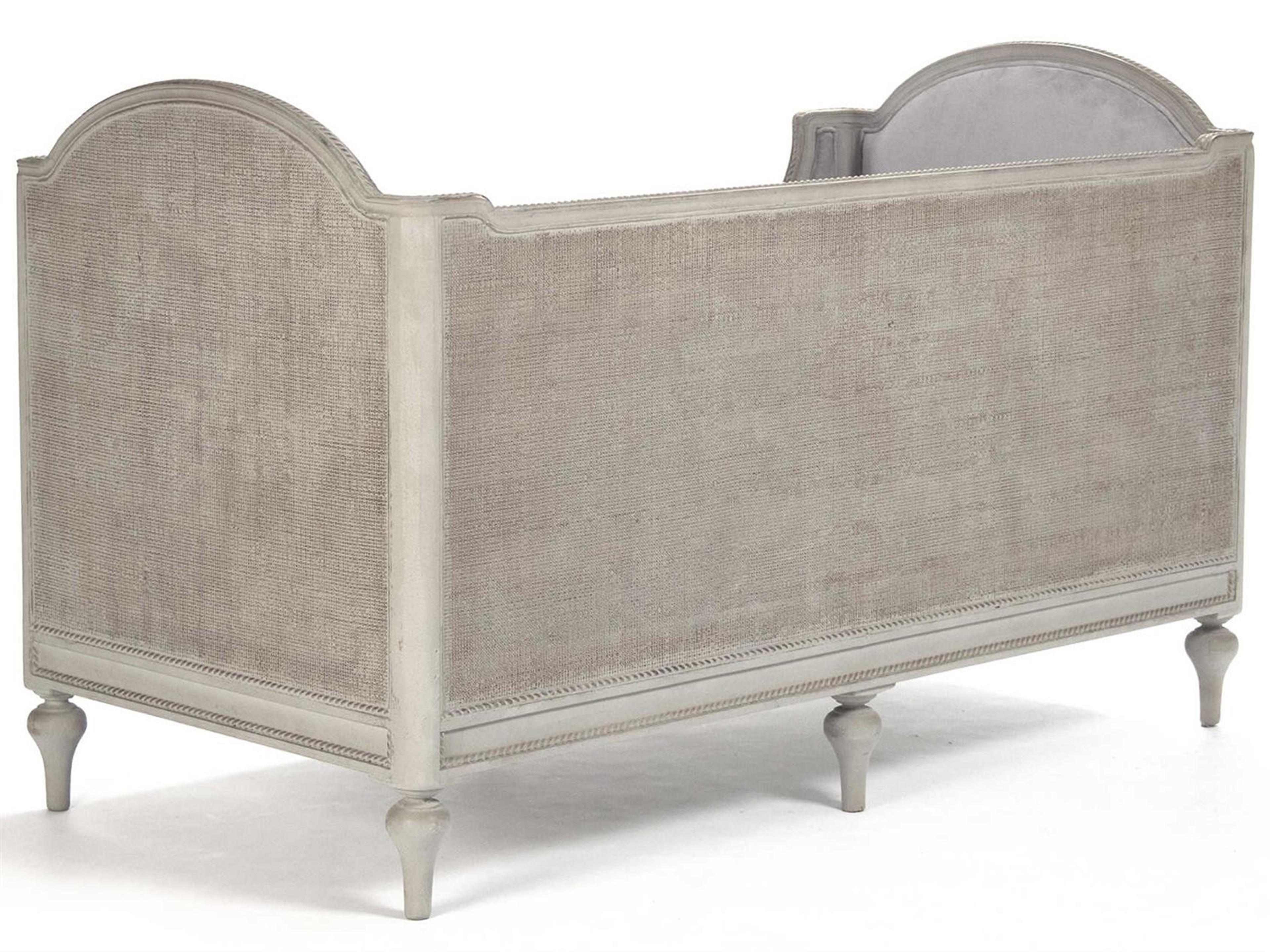 Zentique Winni Distressed Grey green Birch Wood Upholstered Daybed Bed