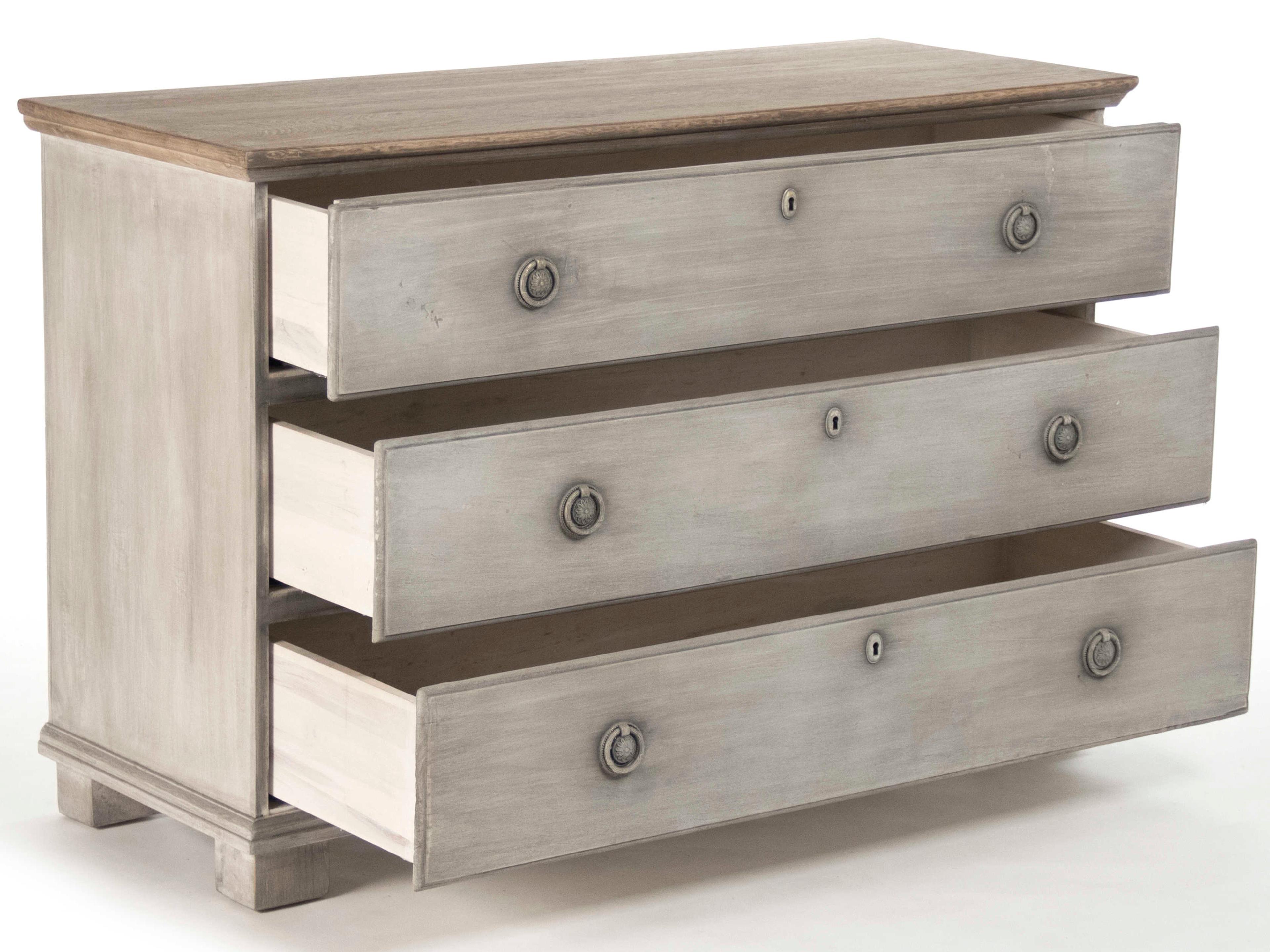 Zentique 3-Drawers Natural Pine Wood Dresser