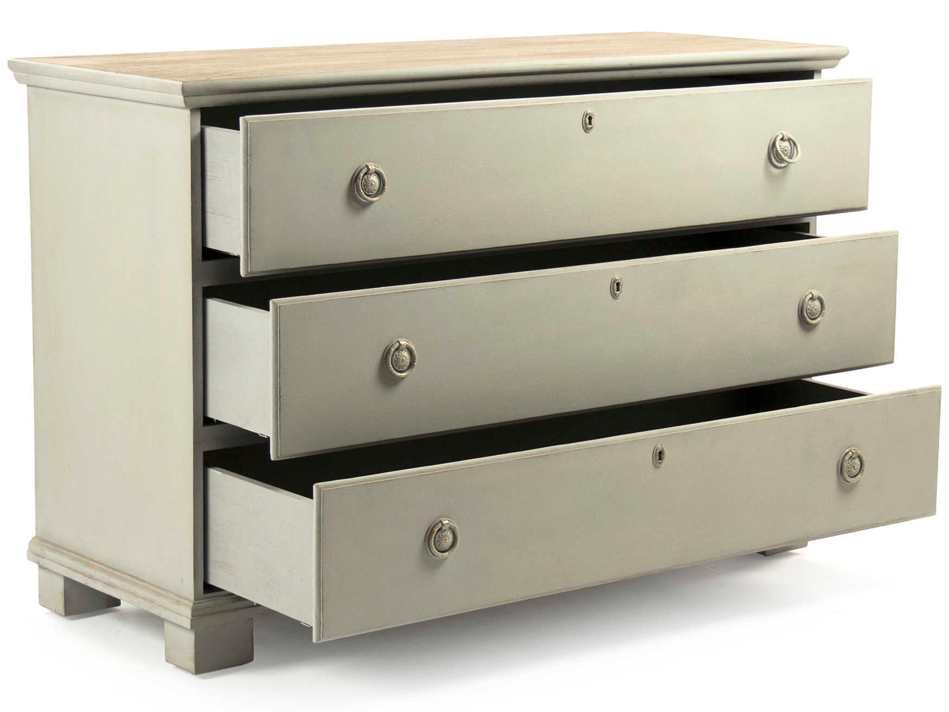 Zentique Bill 3-Drawers Beige Pine Wood Dresser