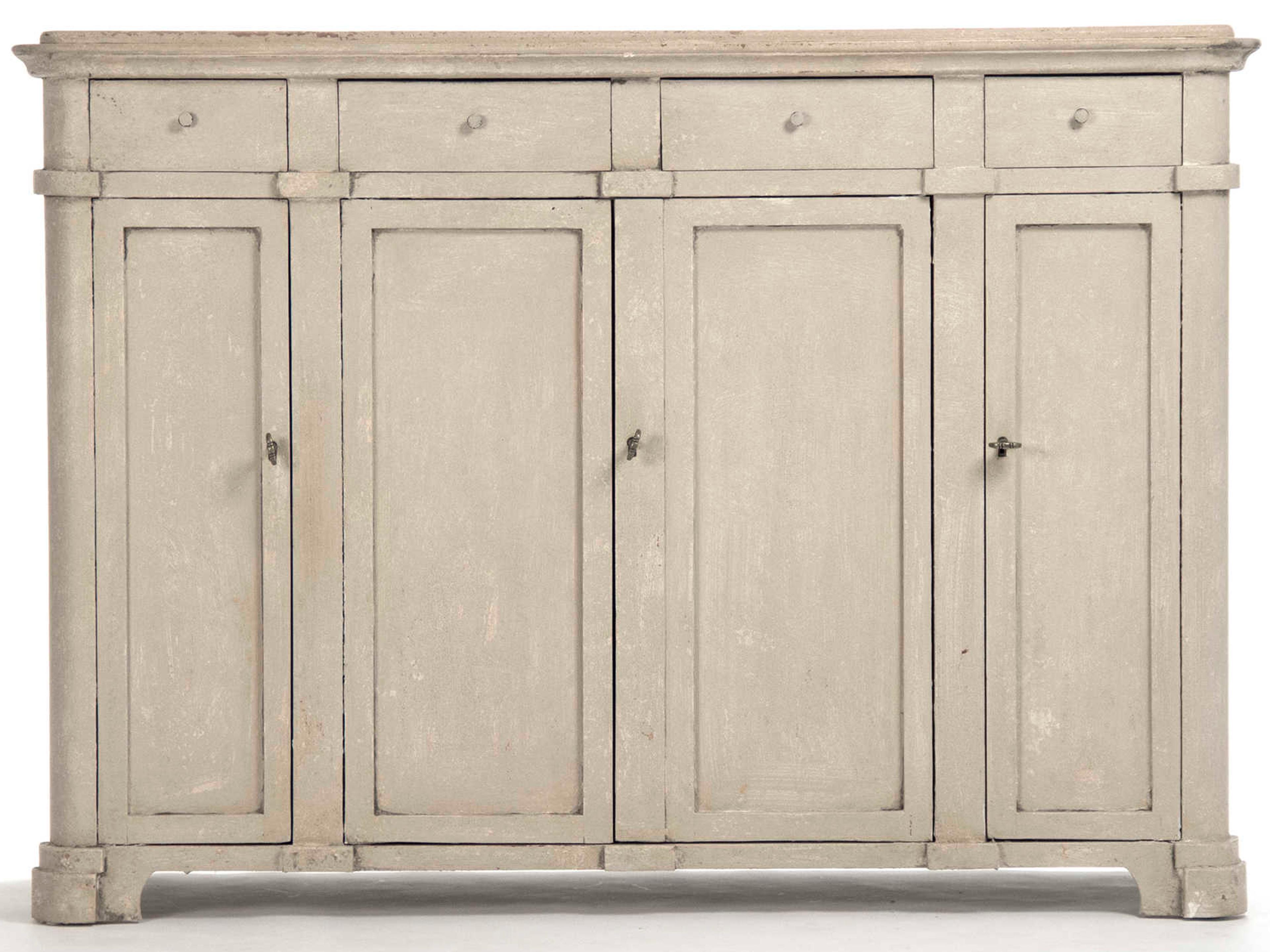 Zentique 50" Pine Wood Distressed Antique Beige Sideboard