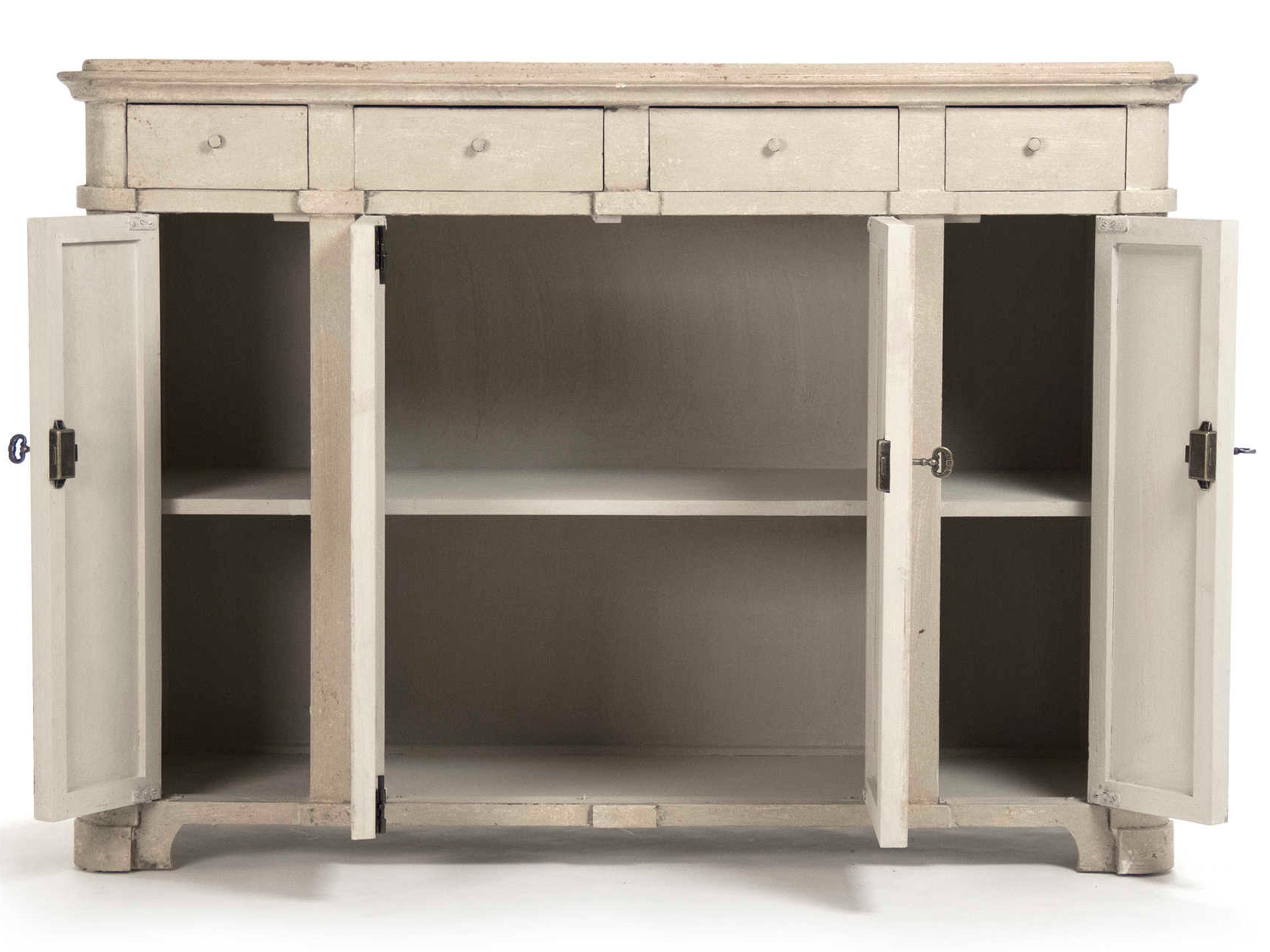 Zentique 50" Pine Wood Distressed Antique Beige Sideboard