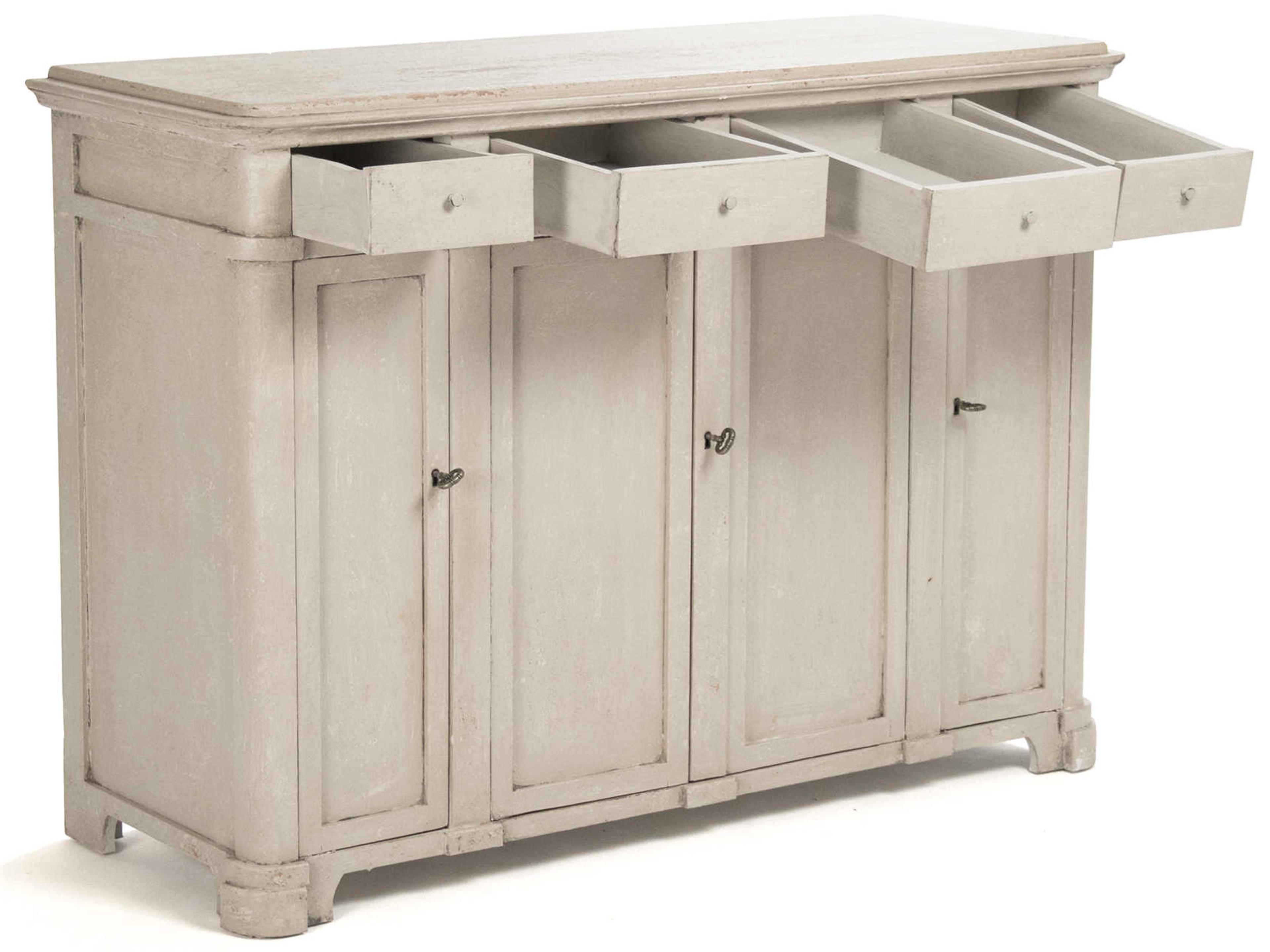 Zentique 50" Pine Wood Distressed Antique Beige Sideboard