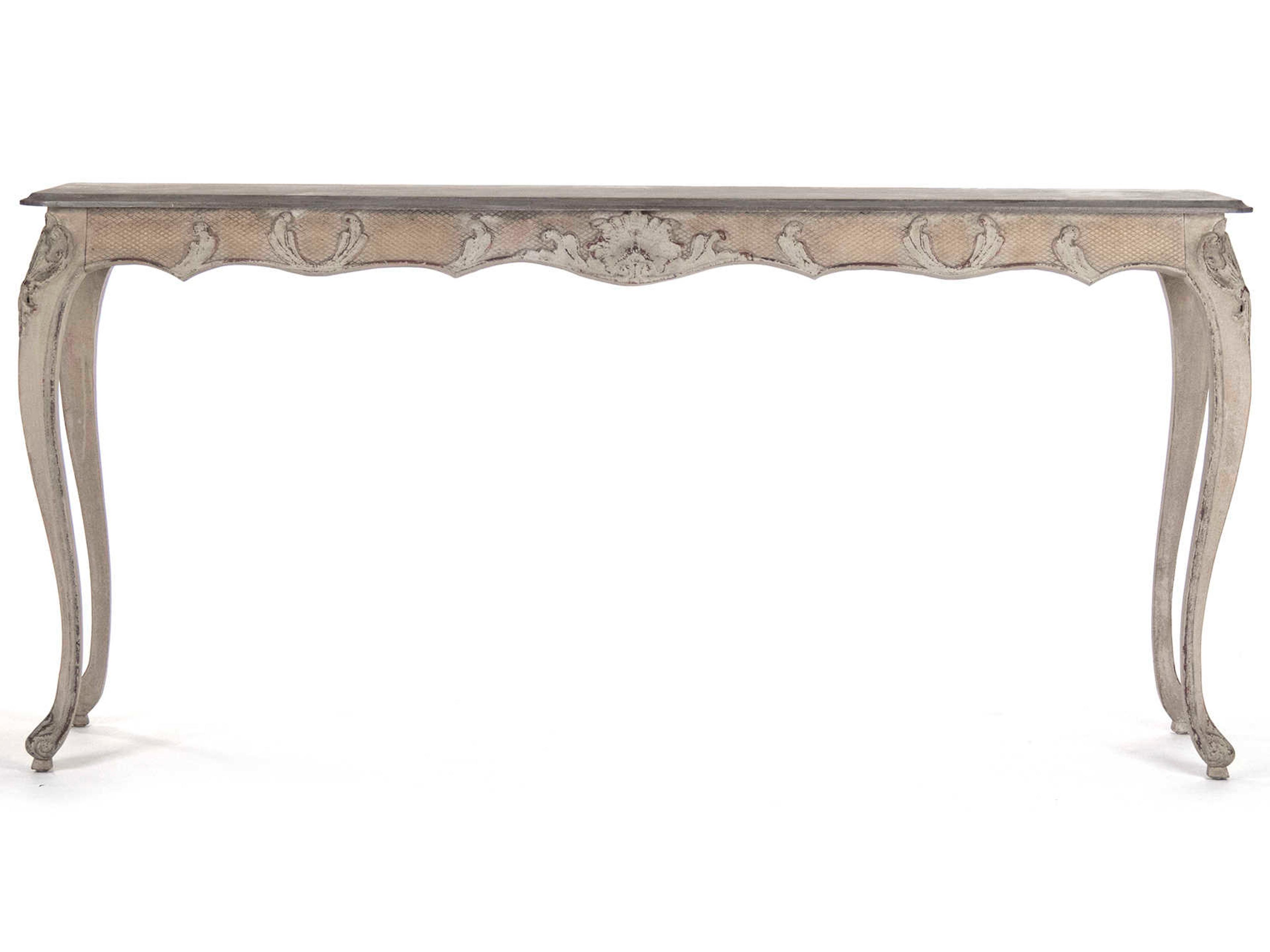 Zentique Rectangular Wood Gunsmoke Grey Distressed Taupe Console Table