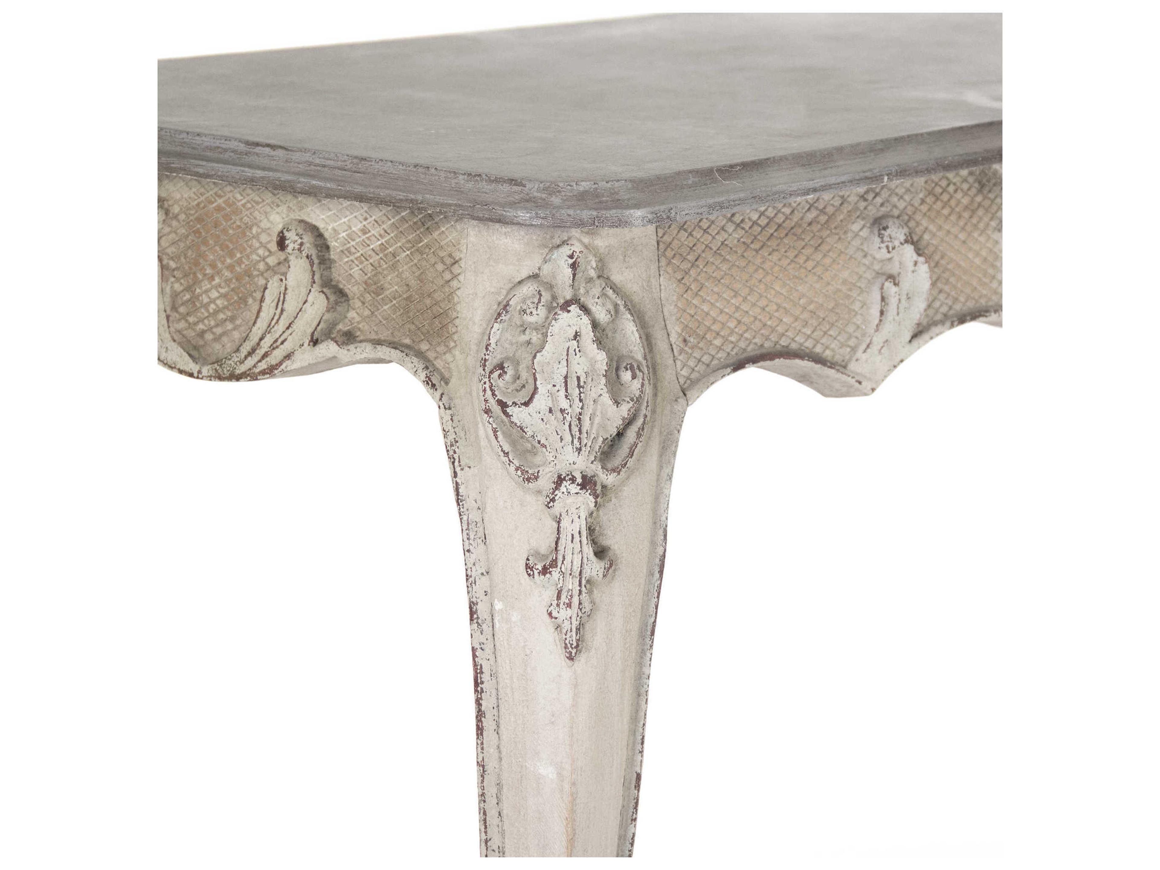 Zentique Rectangular Wood Gunsmoke Grey Distressed Taupe Console Table