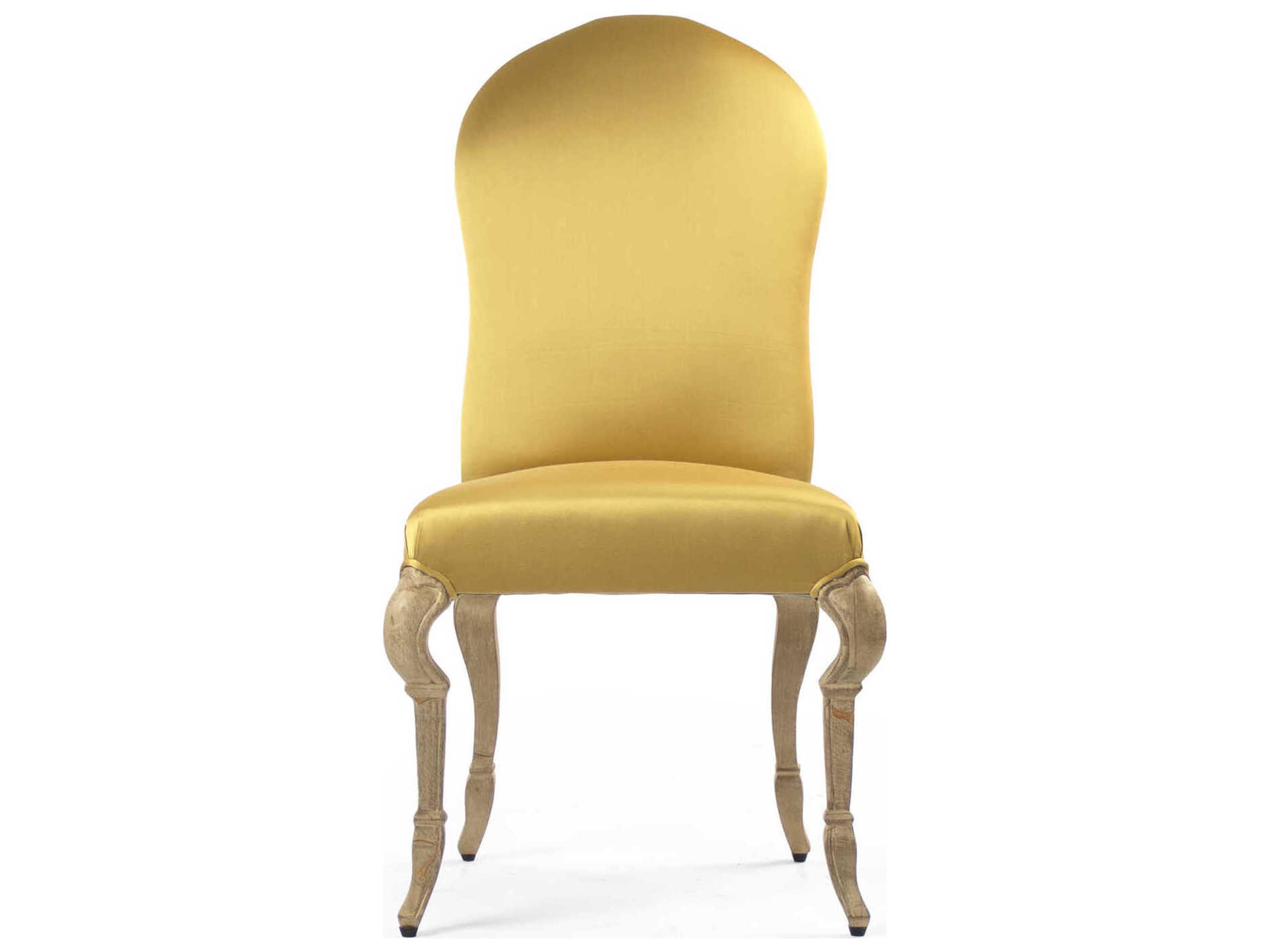 Zentique Chane Birch Wood Yellow Upholstered Armless Dining Chair