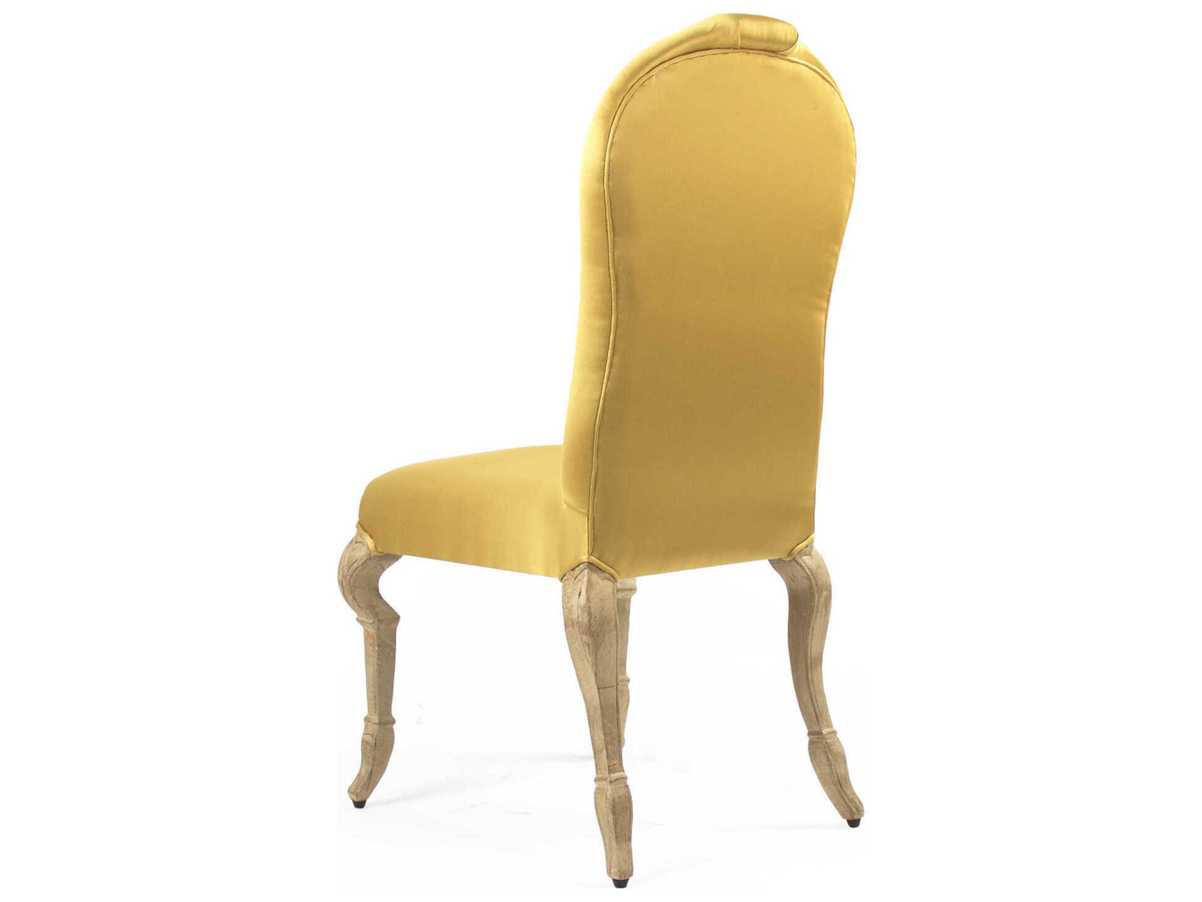 Zentique Chane Birch Wood Yellow Upholstered Armless Dining Chair